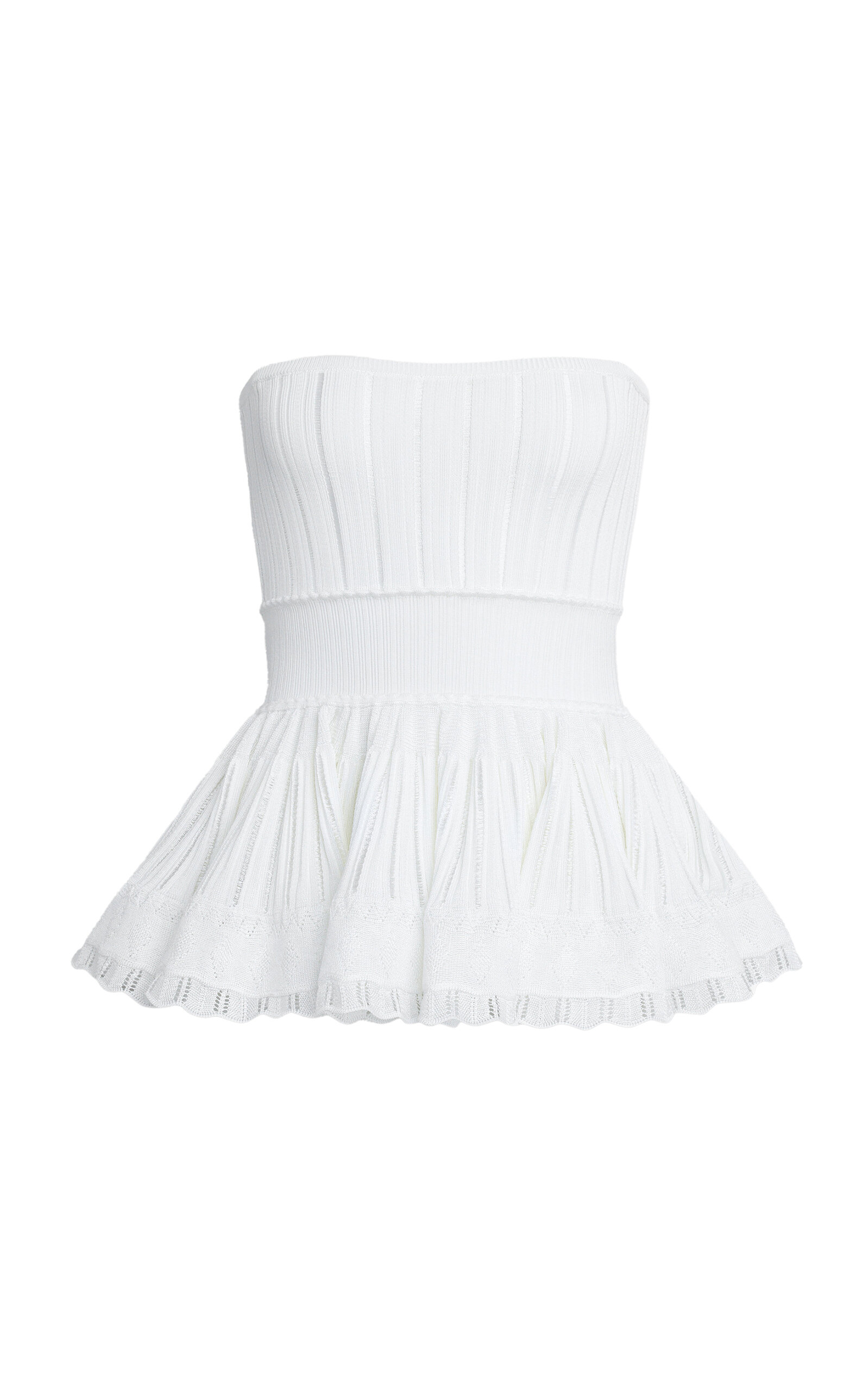 ALAÏA Strapless Knit Peplum Top