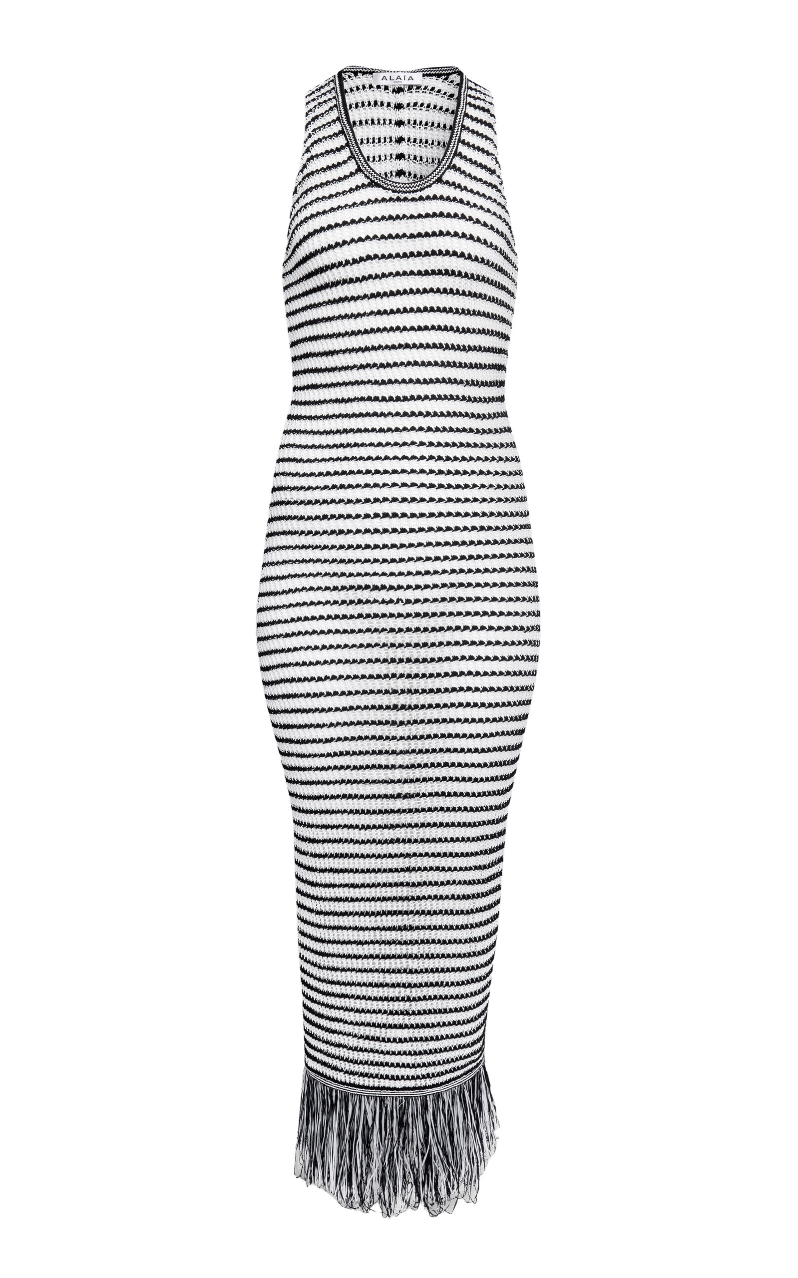 ALAÏA FRINGED KNIT MIDI DRESS 