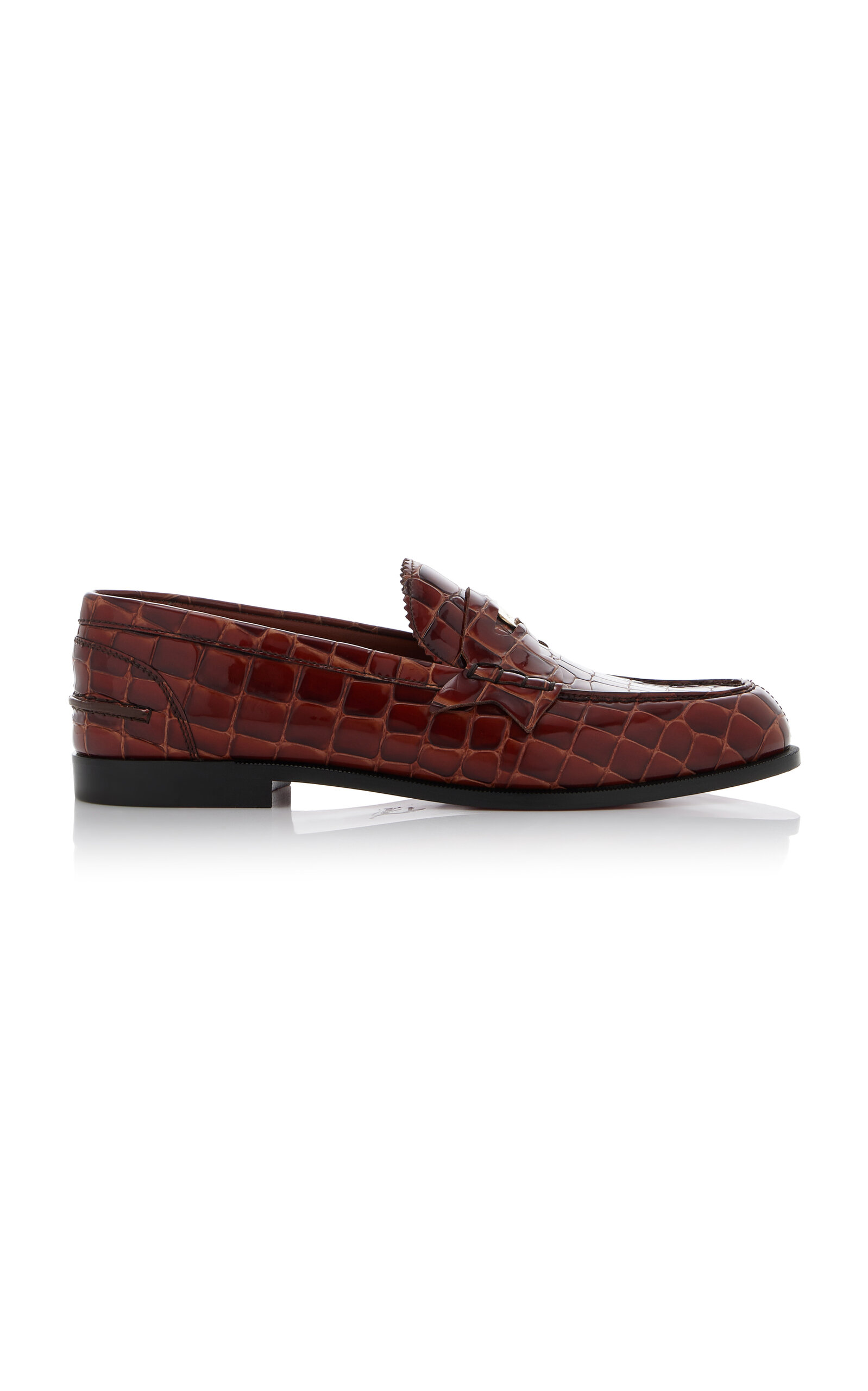 Christian Louboutin Donna Croc-Embossed Leather Penny Loafers