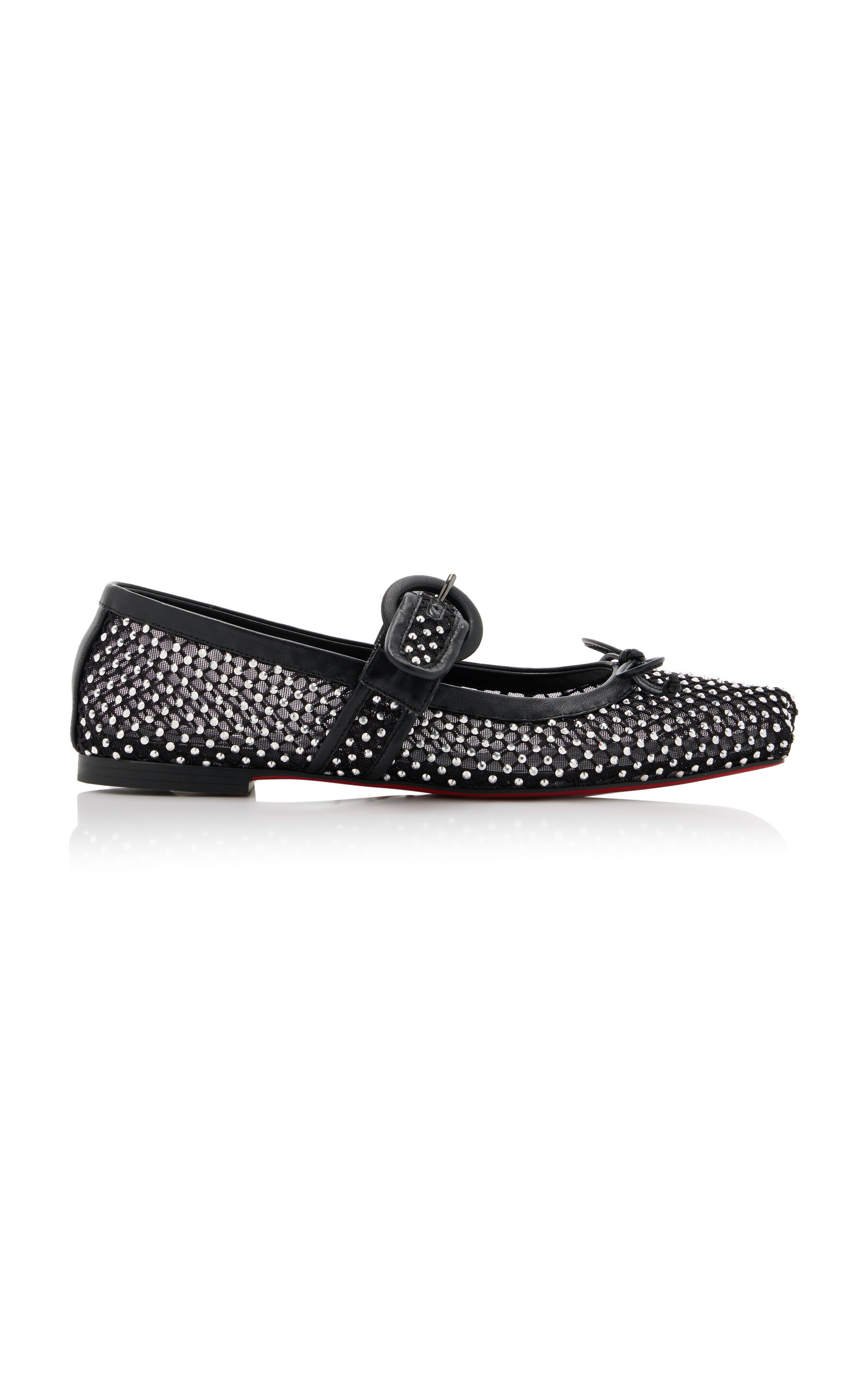 Christian Louboutin Mamastrapitina Crystal-Embellished Mesh Ballet Flats