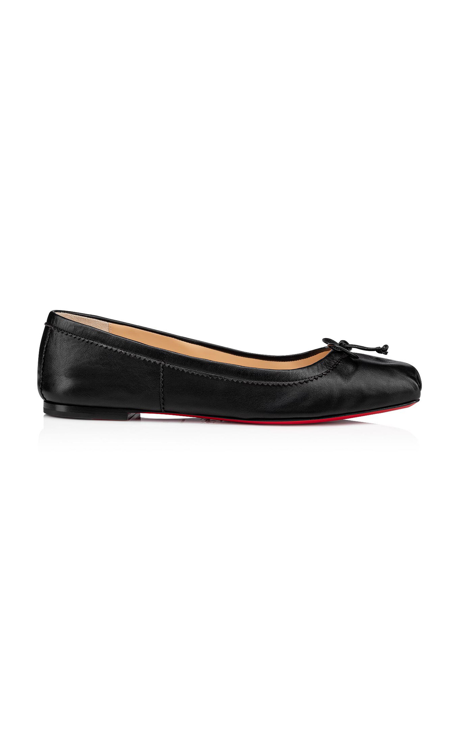 Shop Christian Louboutin Mamadrague Leather Ballet Flats In Black