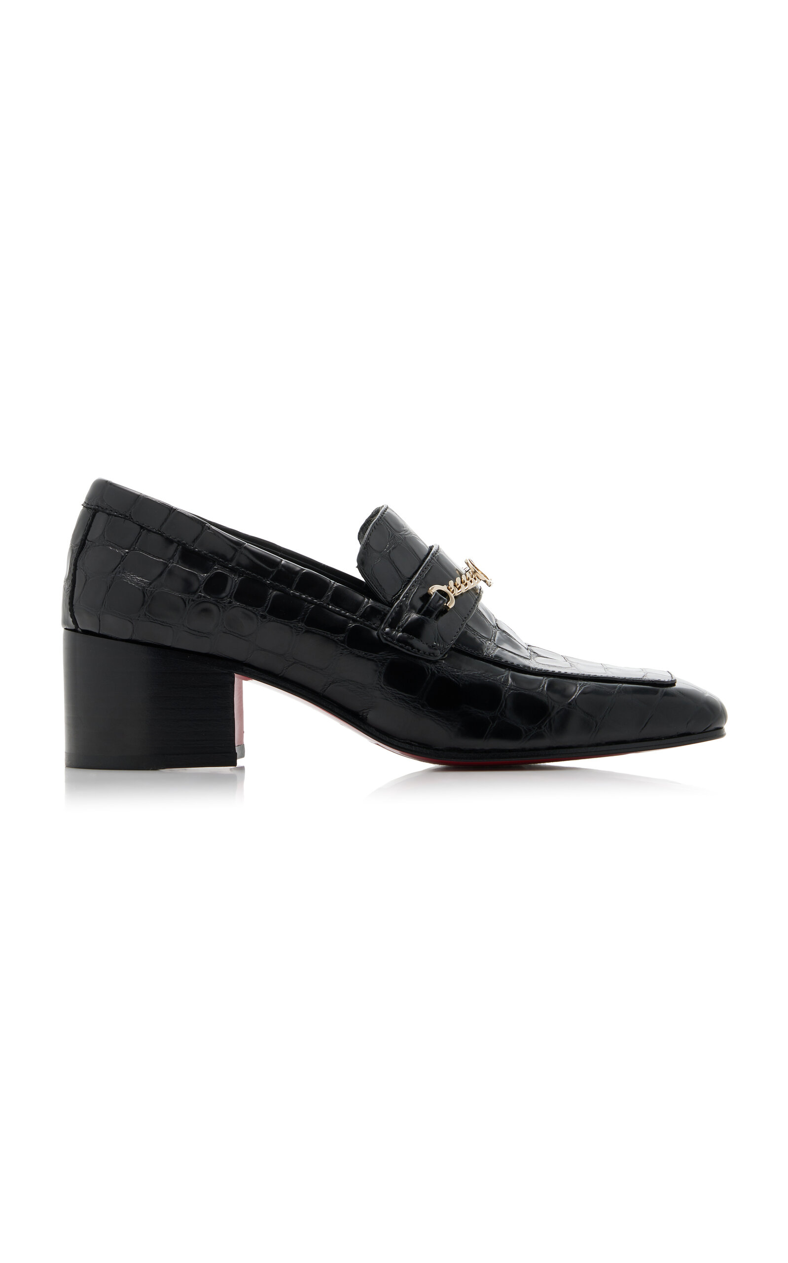 Christian Louboutin MJ Moc 50mm Croc-Embossed Leather Pumps