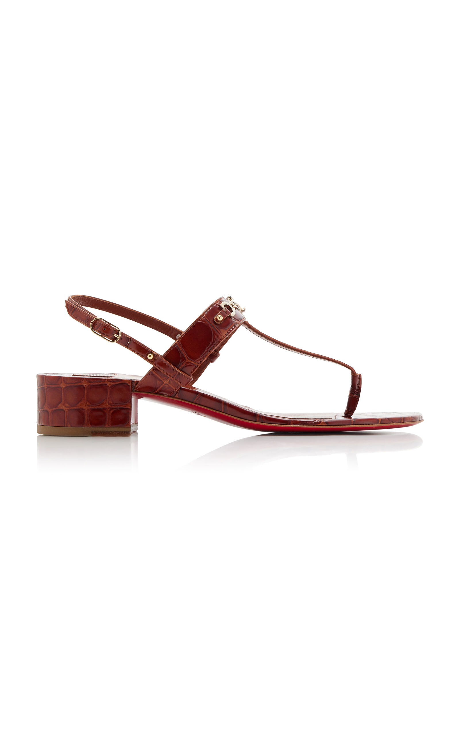 MJ Thong 25mm Croc-Embossed Leather Sandals