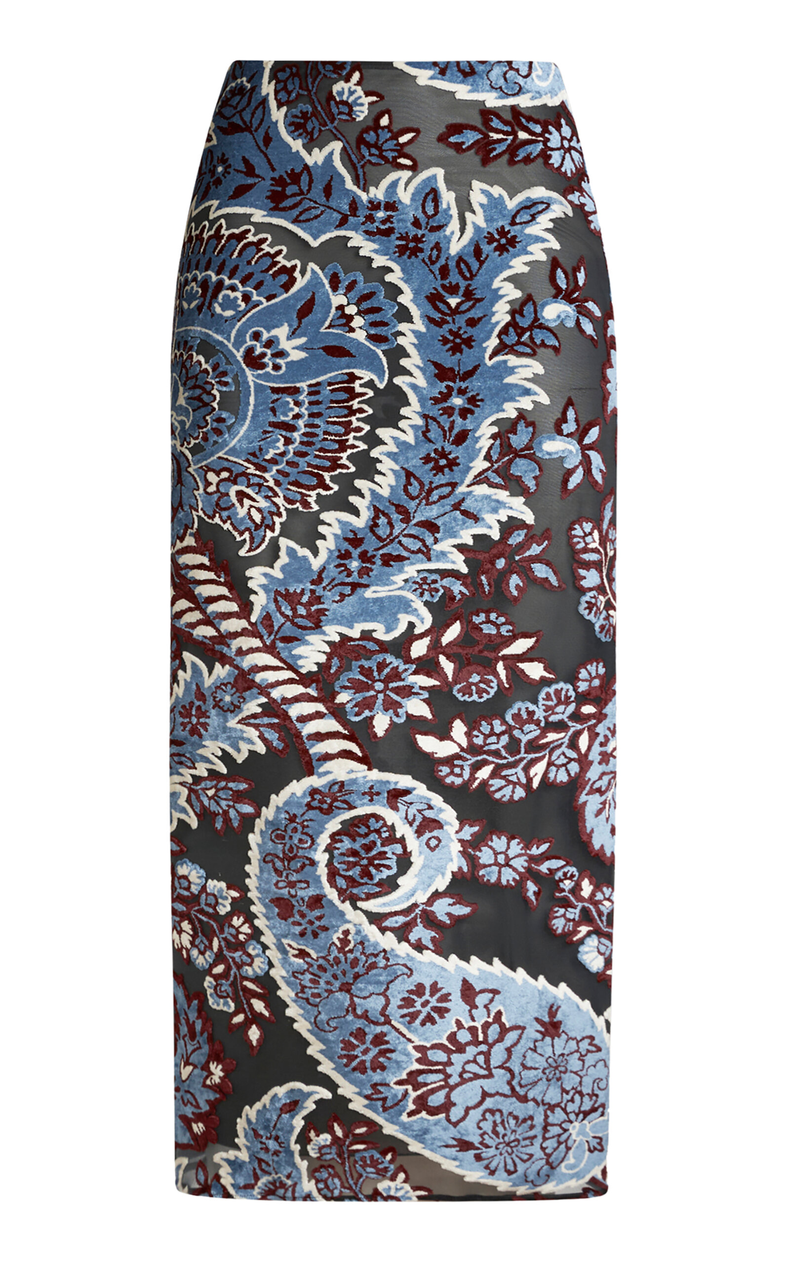 ETRO FLOCKED VELOUR MIDI SKIRT