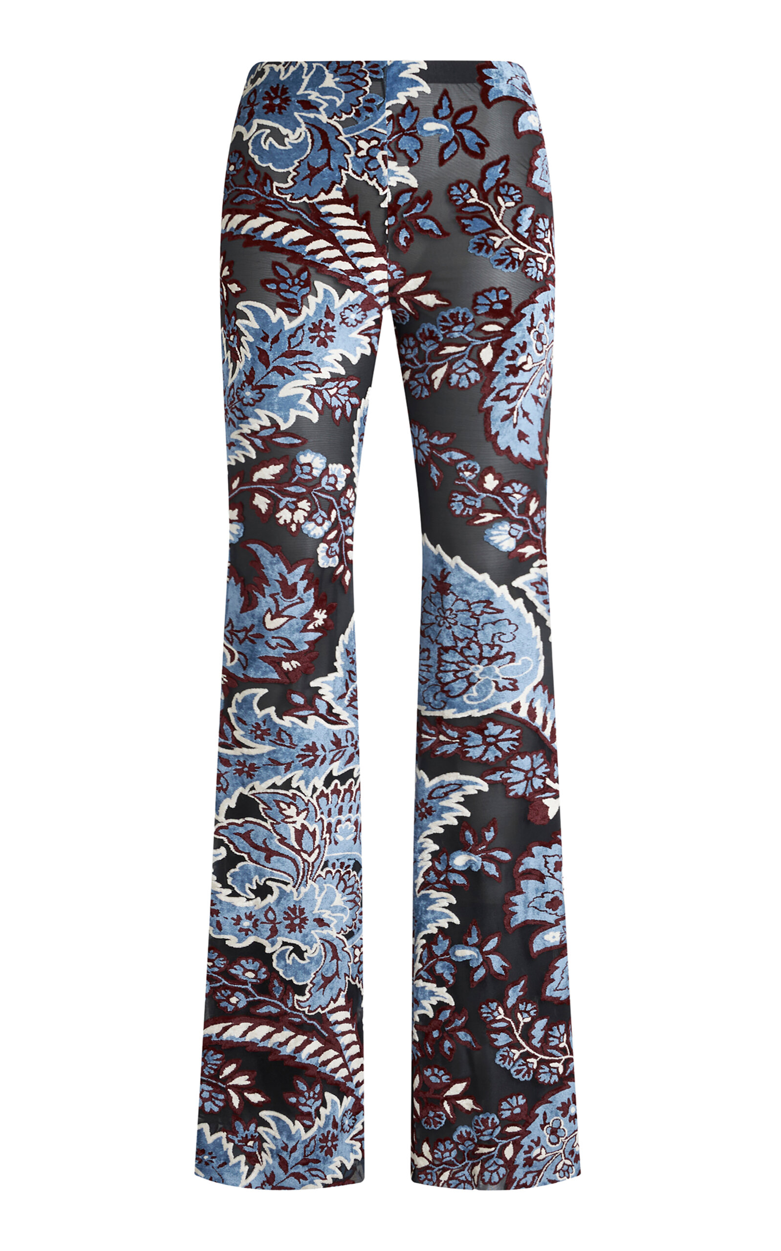 Etro Floral Velvet Jacquard Flared Pants In Multi