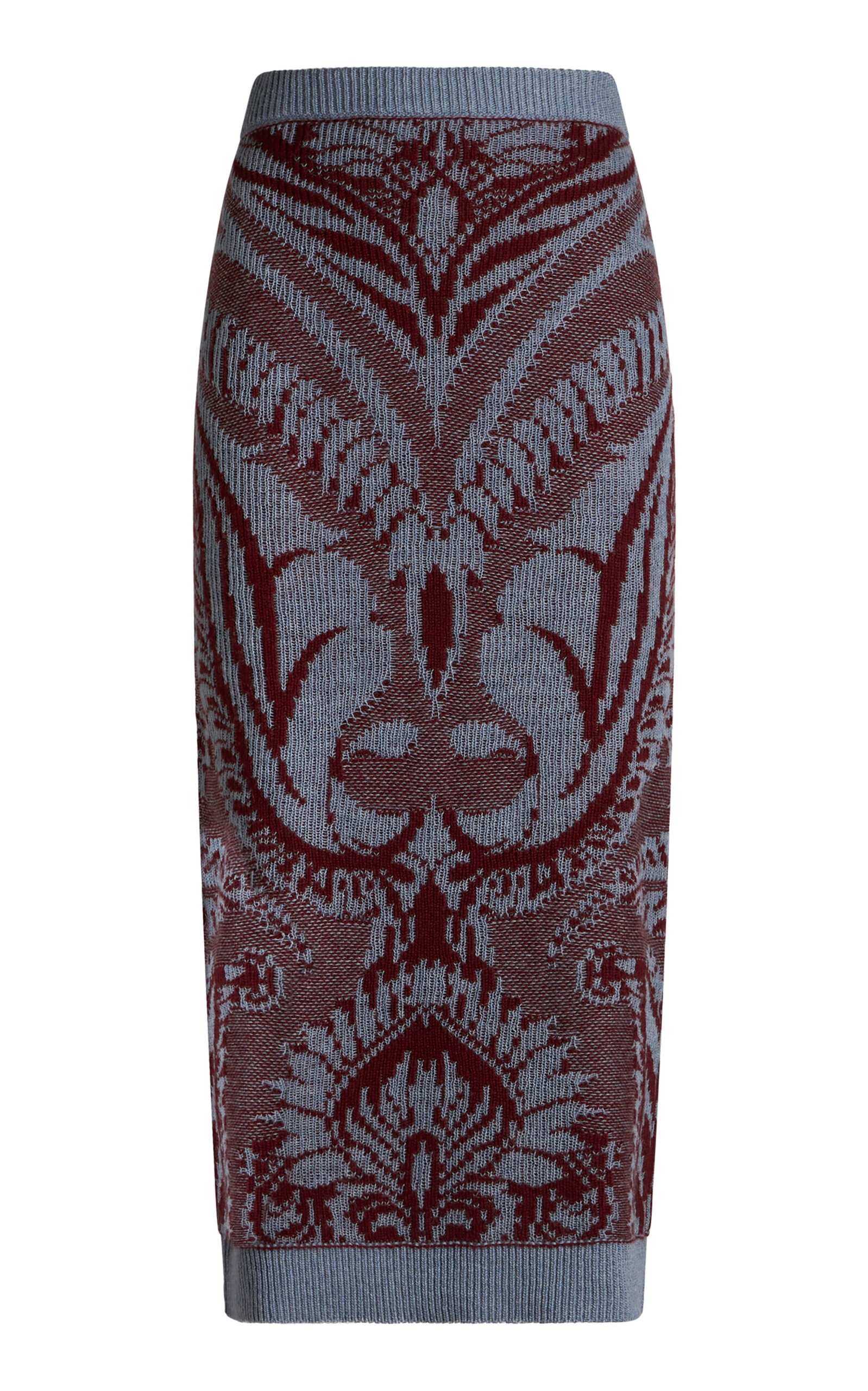 Etro Wool Pencil Midi Skirt With Elastic Waistband In Multi