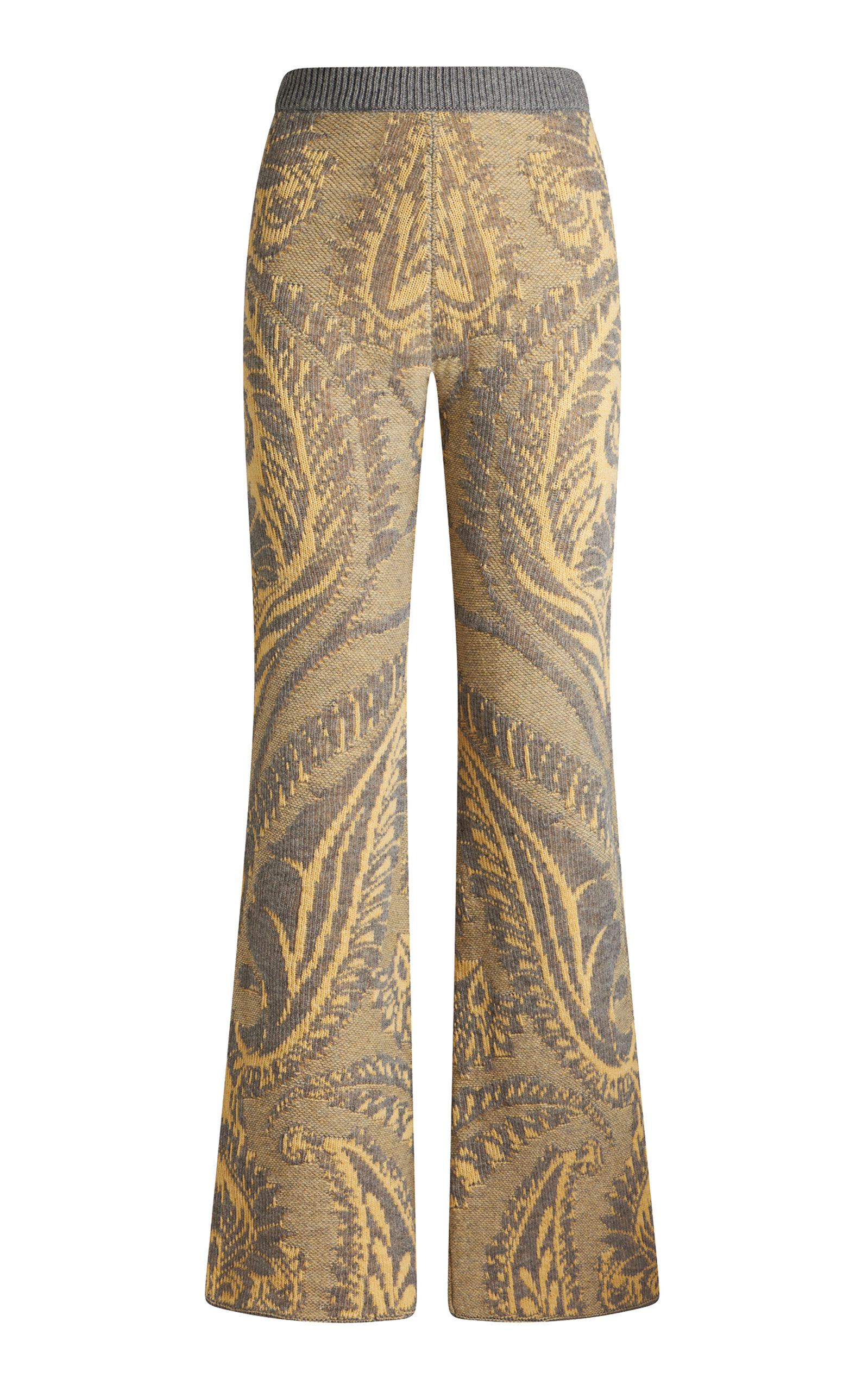 Etro Intarsia Knit Wool Flared Pants In Multi