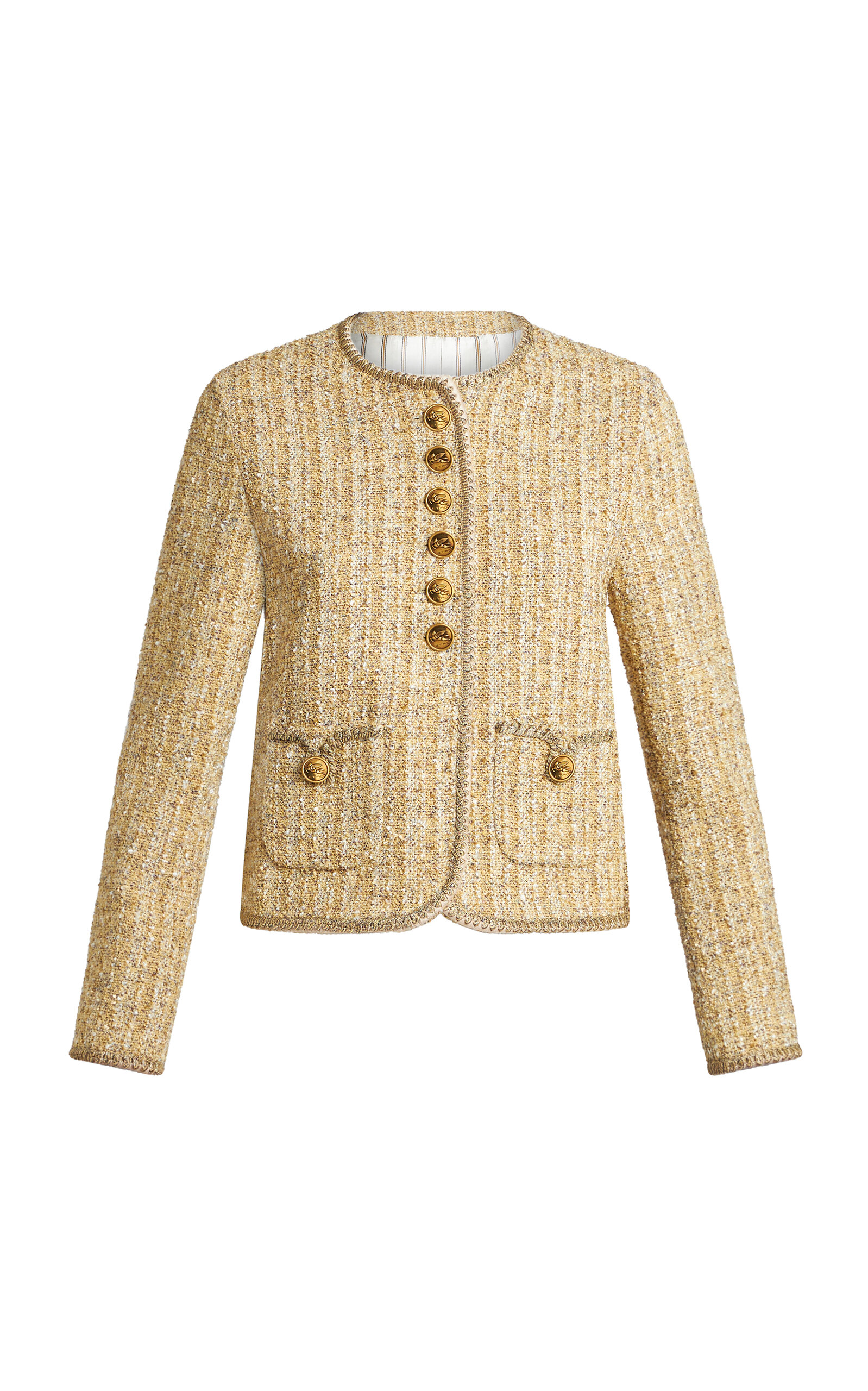 Shop Etro Tweed Jacket In Neutral