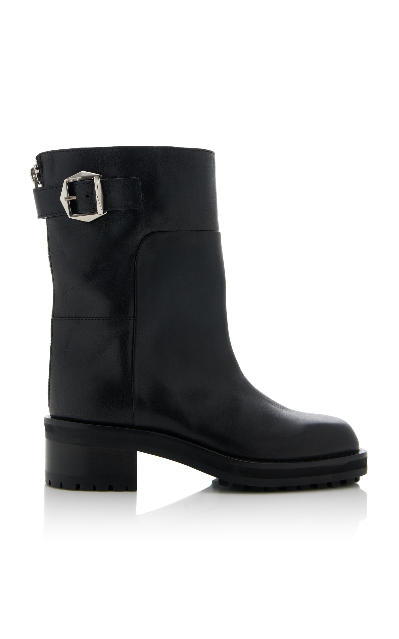 Jimmy Choo Women Brooklyn Ab 50 Leather Boots With Adjustable Strap In Black