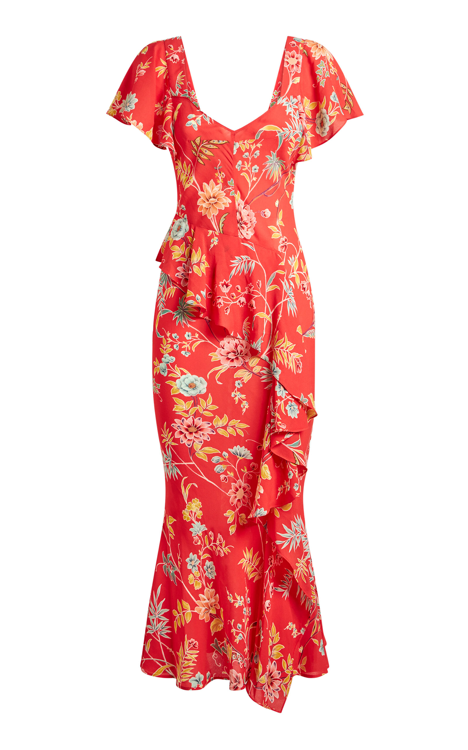 Shop Etro Ruffled Jersey Midi Dress In Red