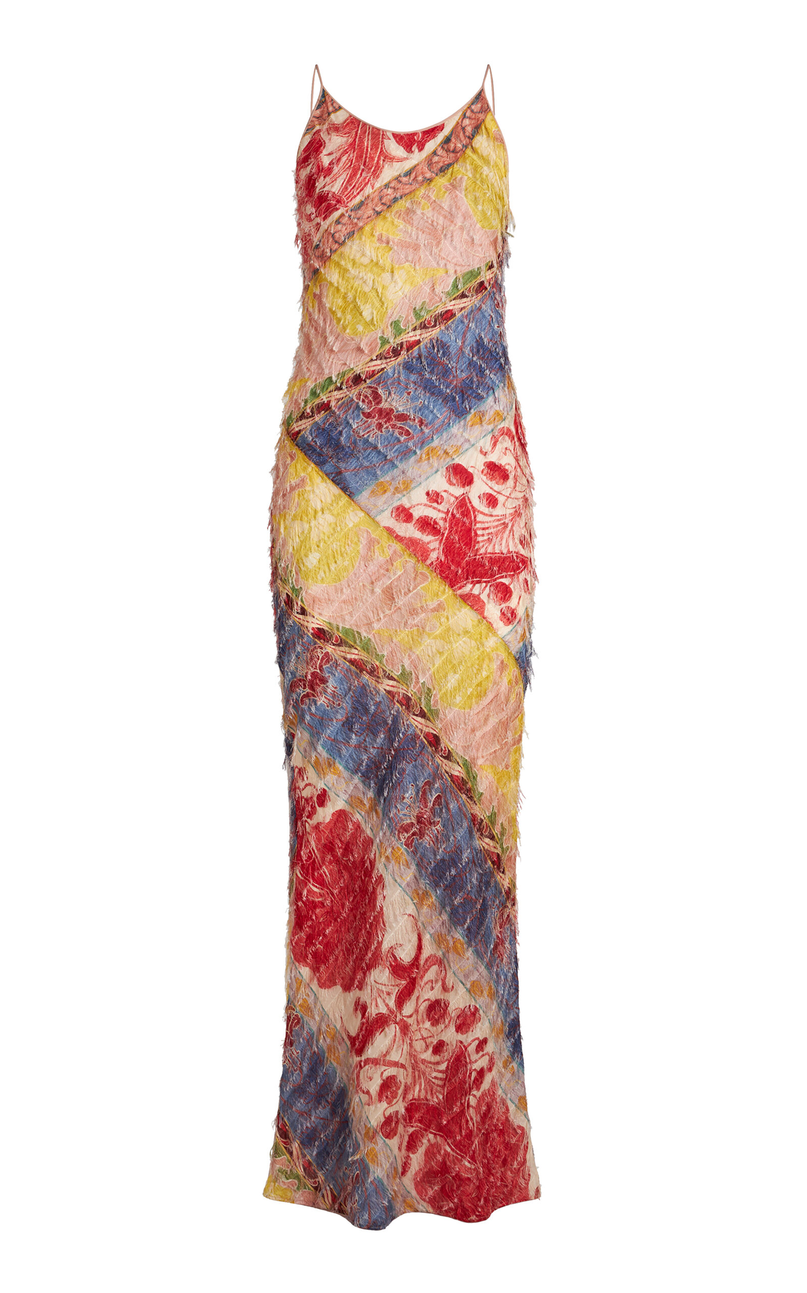 Etro , Printed Fil Coupe Dress With Fringe Detail, Red, Size 44 In Multi