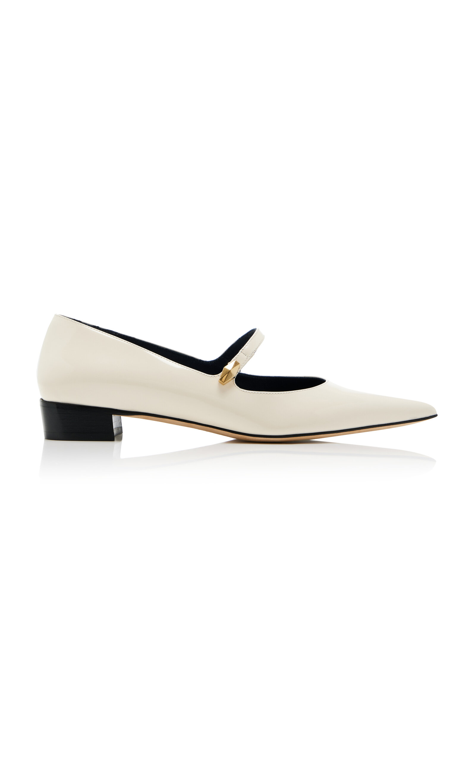 Jimmy Choo Carolyn Leather Mary Jane Flats In White