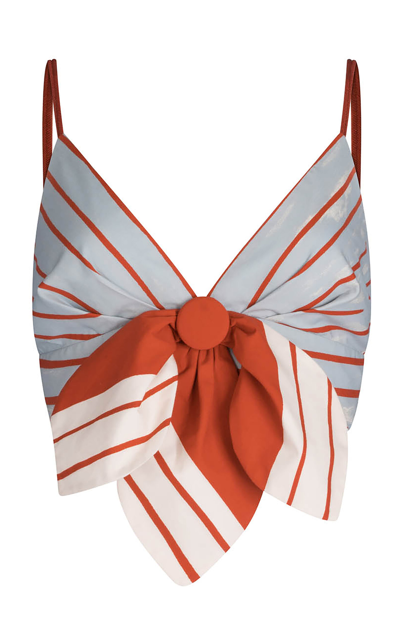 Silvia Tcherassi Flor Tie-detailed Cotton Crop Top In Orange