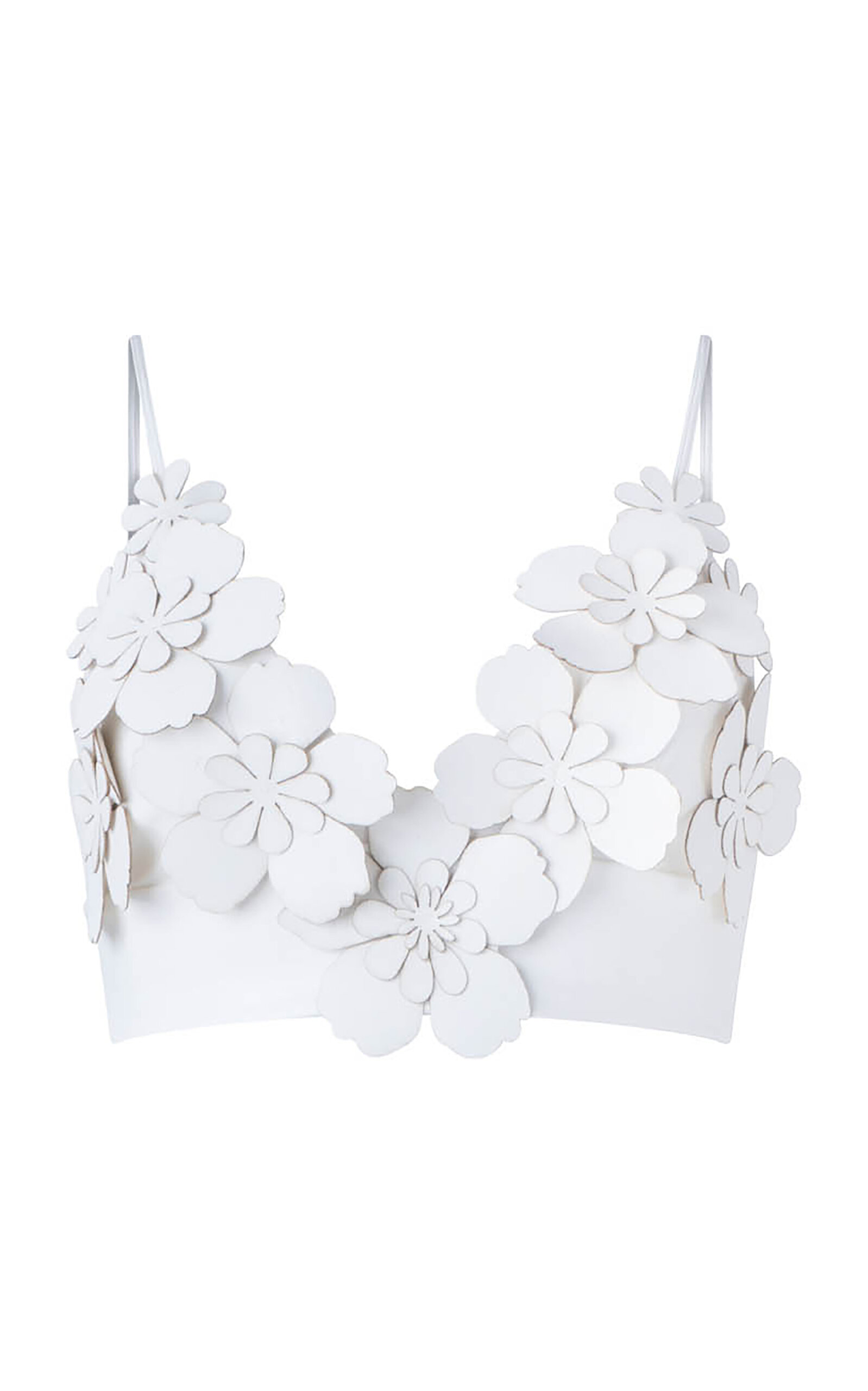 Silvia Tcherassi Ibbie Embellished Faux Leather Crop Top In White