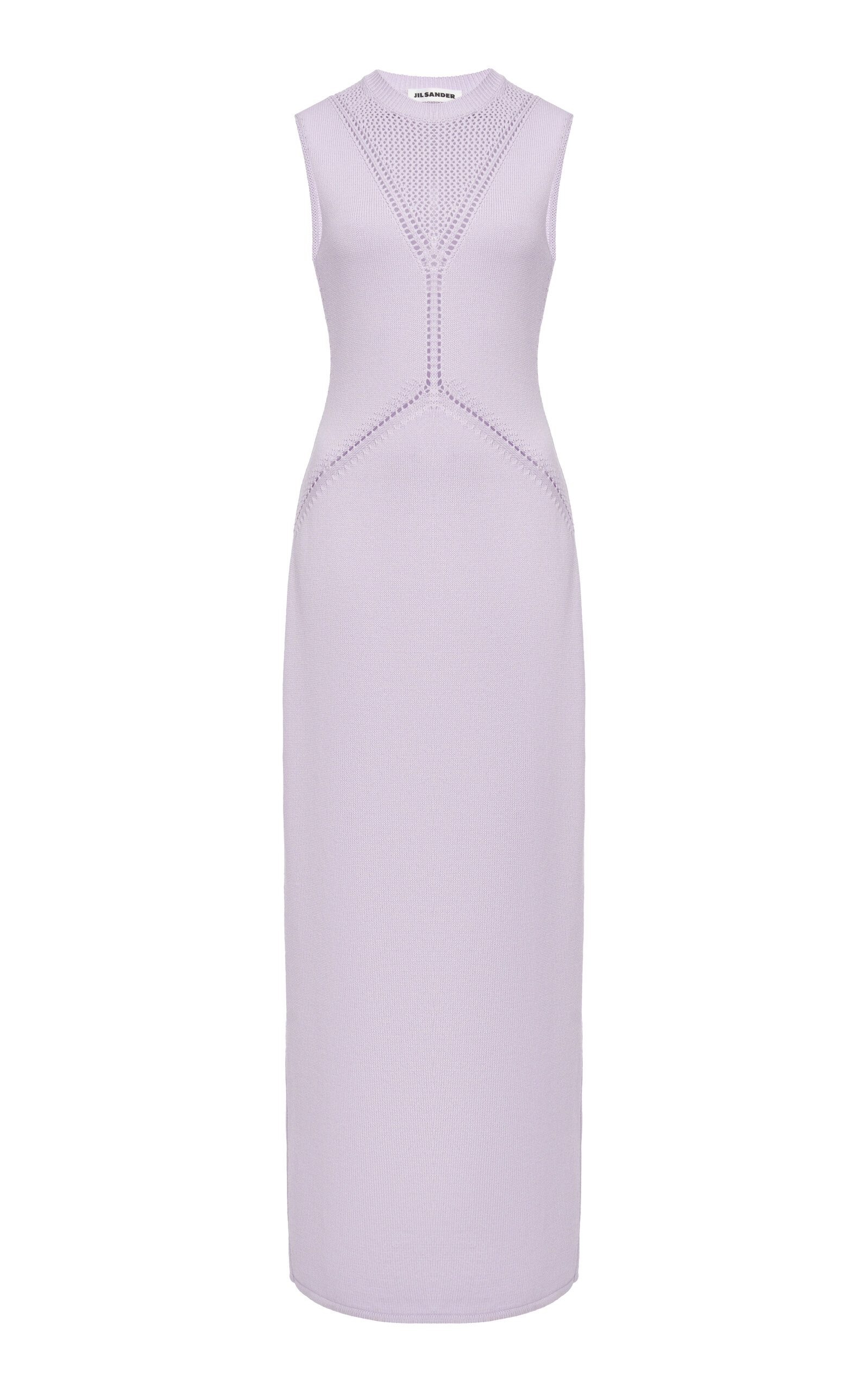 Shop Jil Sander Sleeveless Knit Wool-cotton Midi Dress In Purple