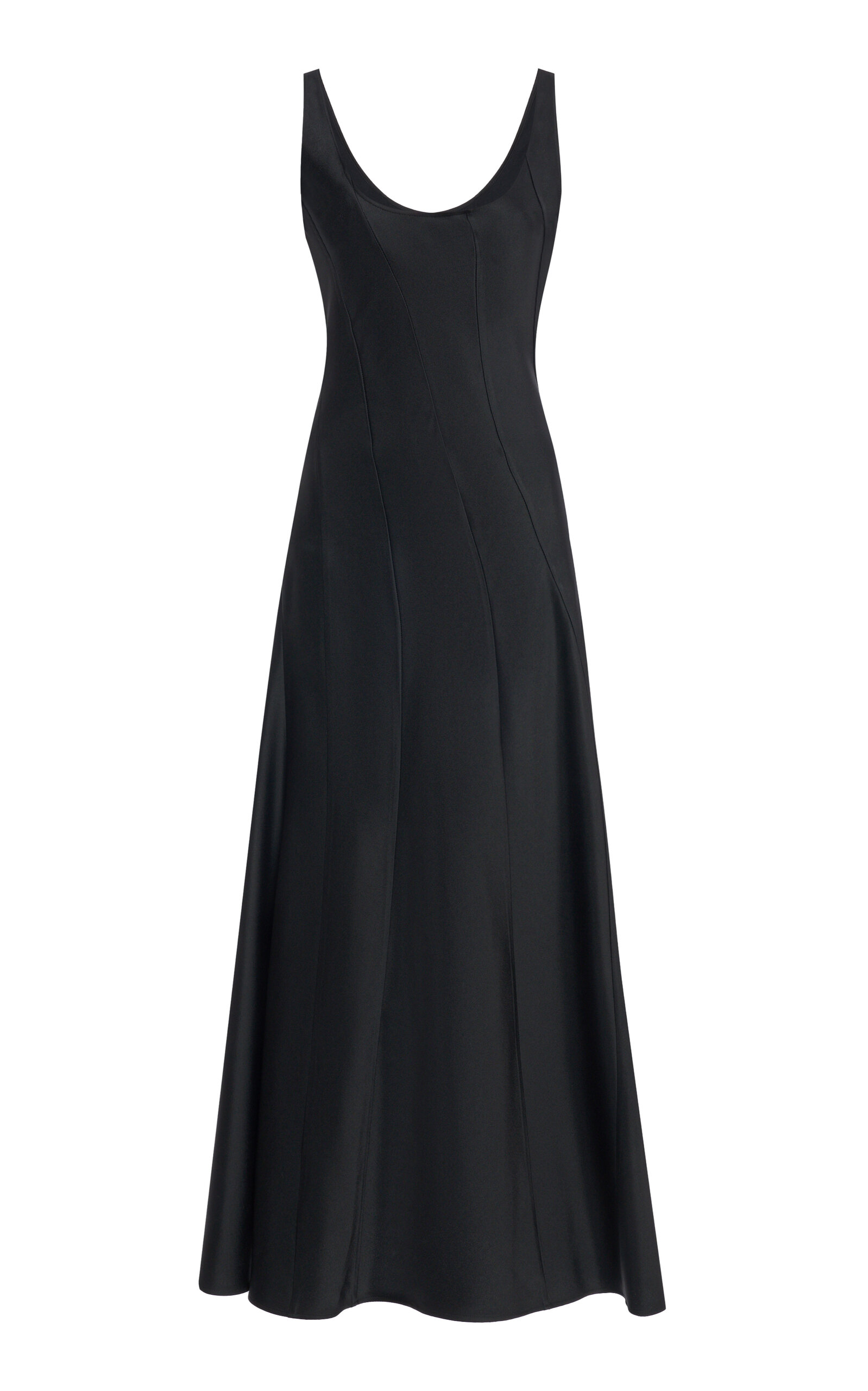 Shop Jil Sander Scoop Neck Satin Maxi Dress In Black