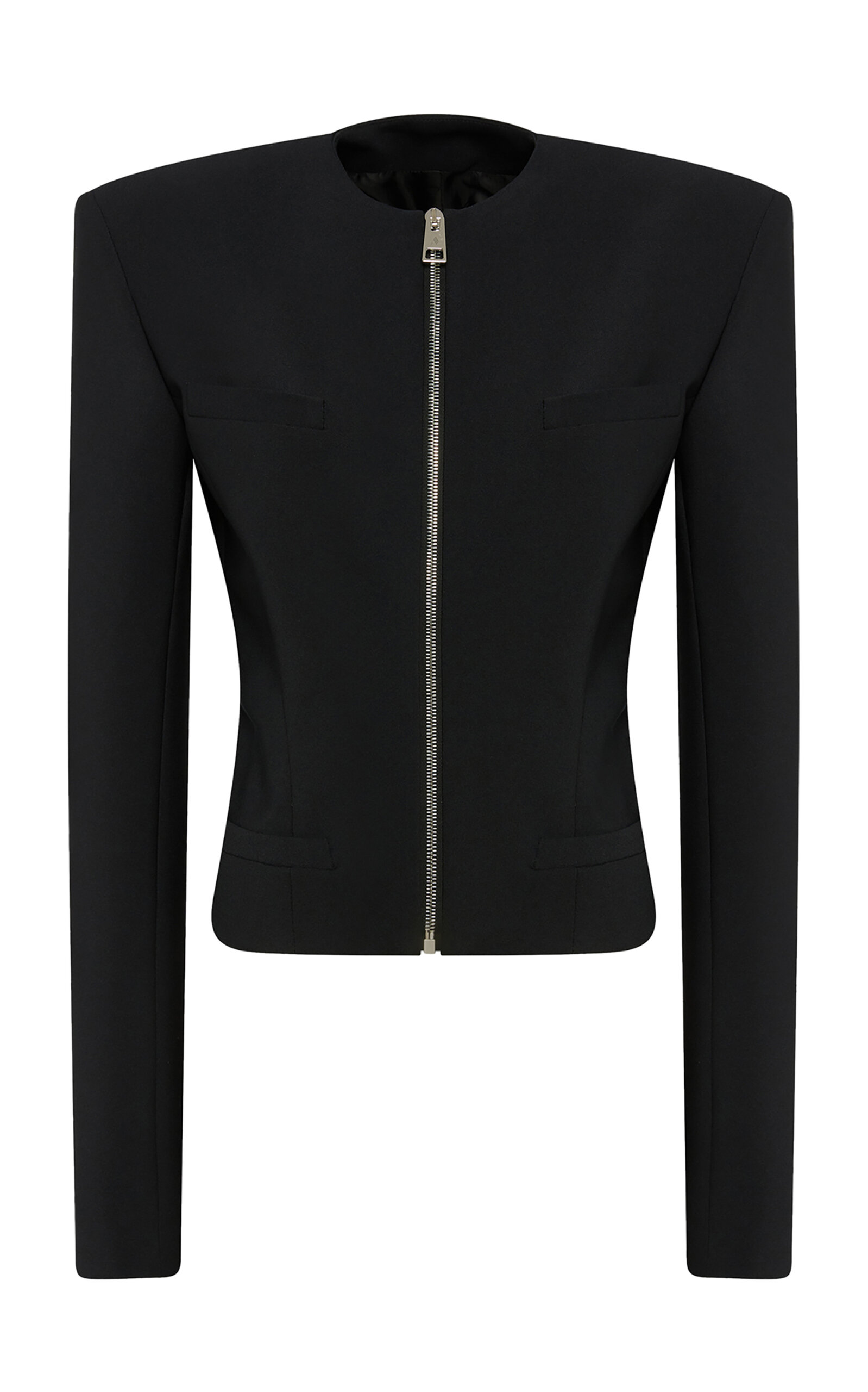 Attico Zip-fastening Cropped Jacket In Black