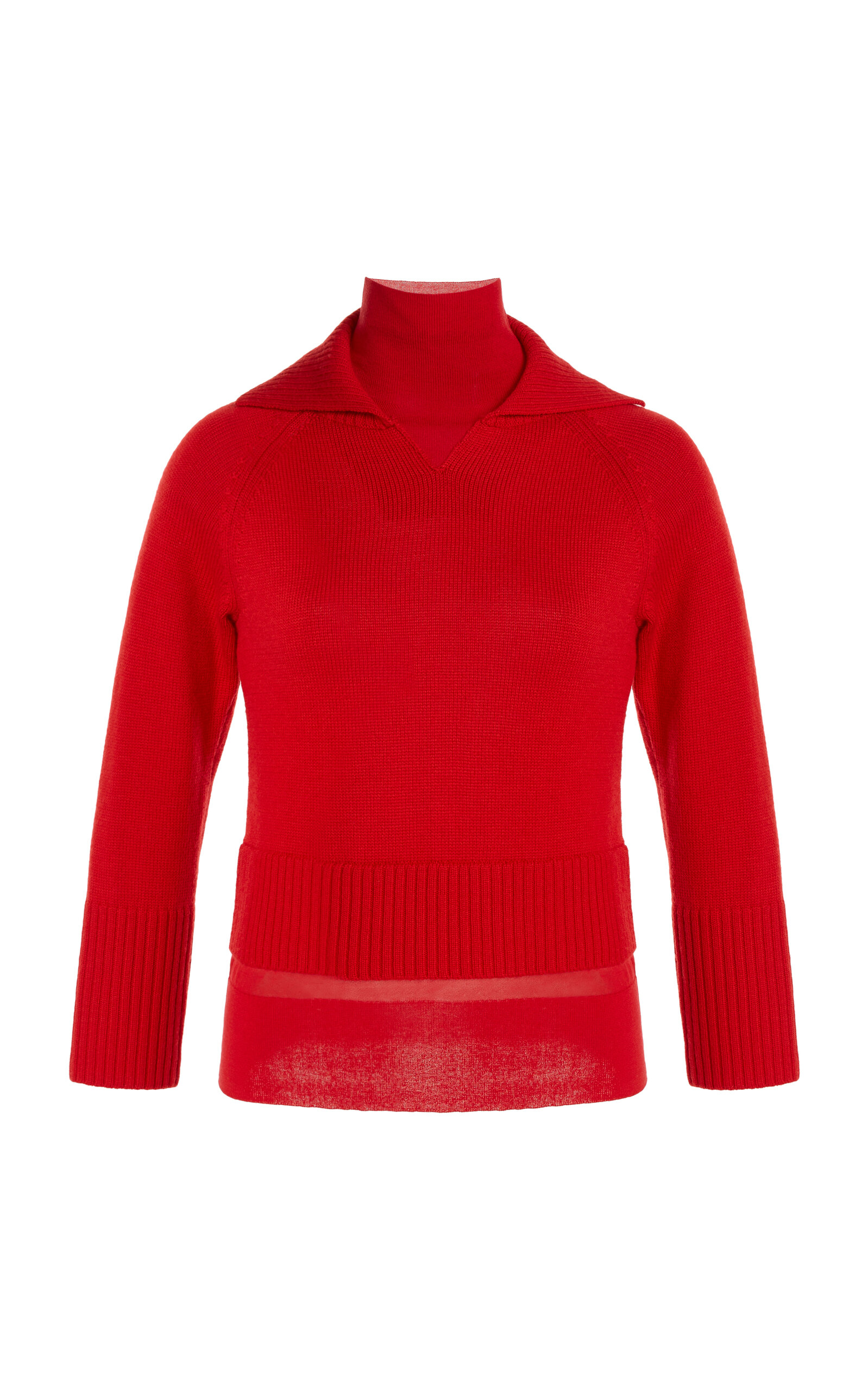Victoria Beckham Double-layered Wool-cotton Top In Red