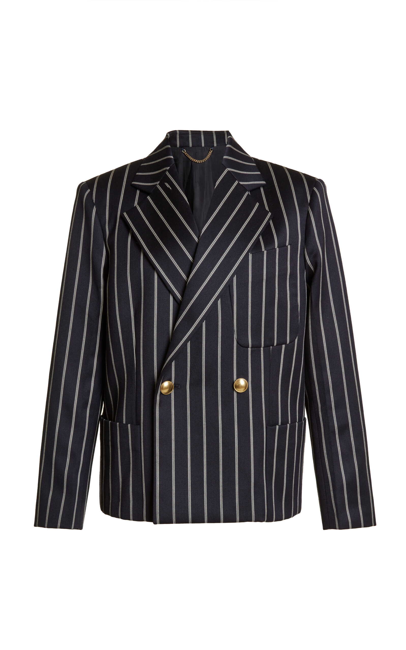 Victoria Beckham - Cropped Wool-Cotton Blazer - Navy - UK 10 - Only At Moda Operandi