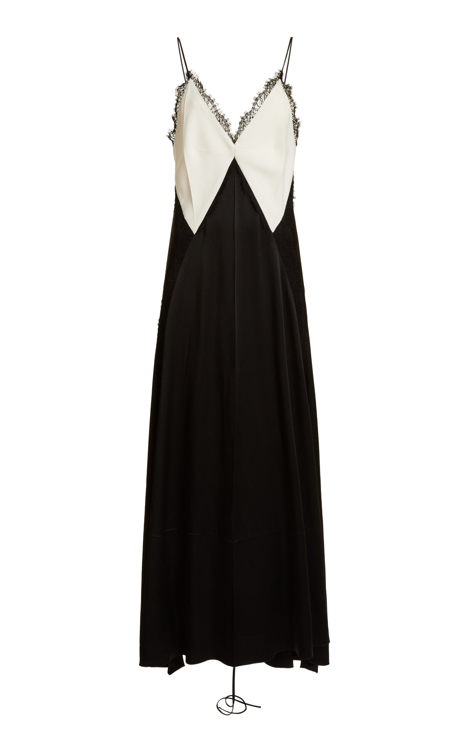 Victoria Beckham Lace-trimmed Crepe-satin Midi Dress In Ivory