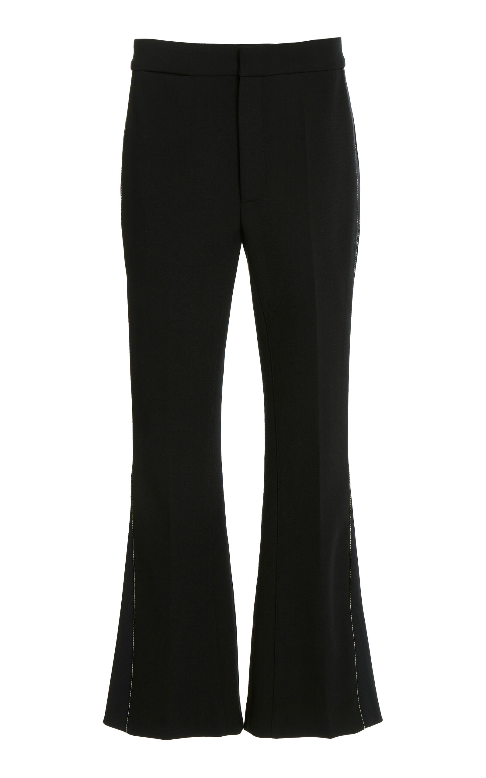 Victoria Beckham Rib Detail Cropped Trouser In Black
