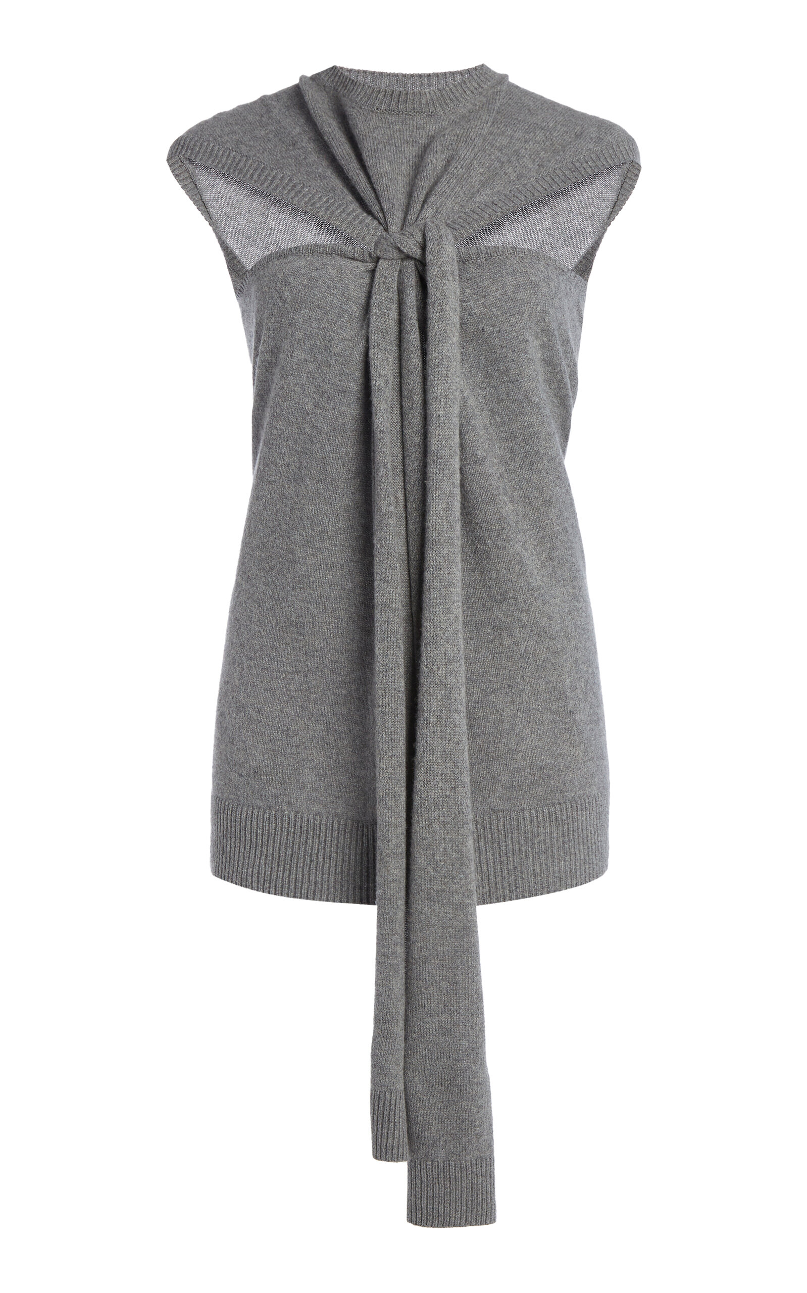 Stella Mccartney Knotted Regenerated Cashmere Top In Grey