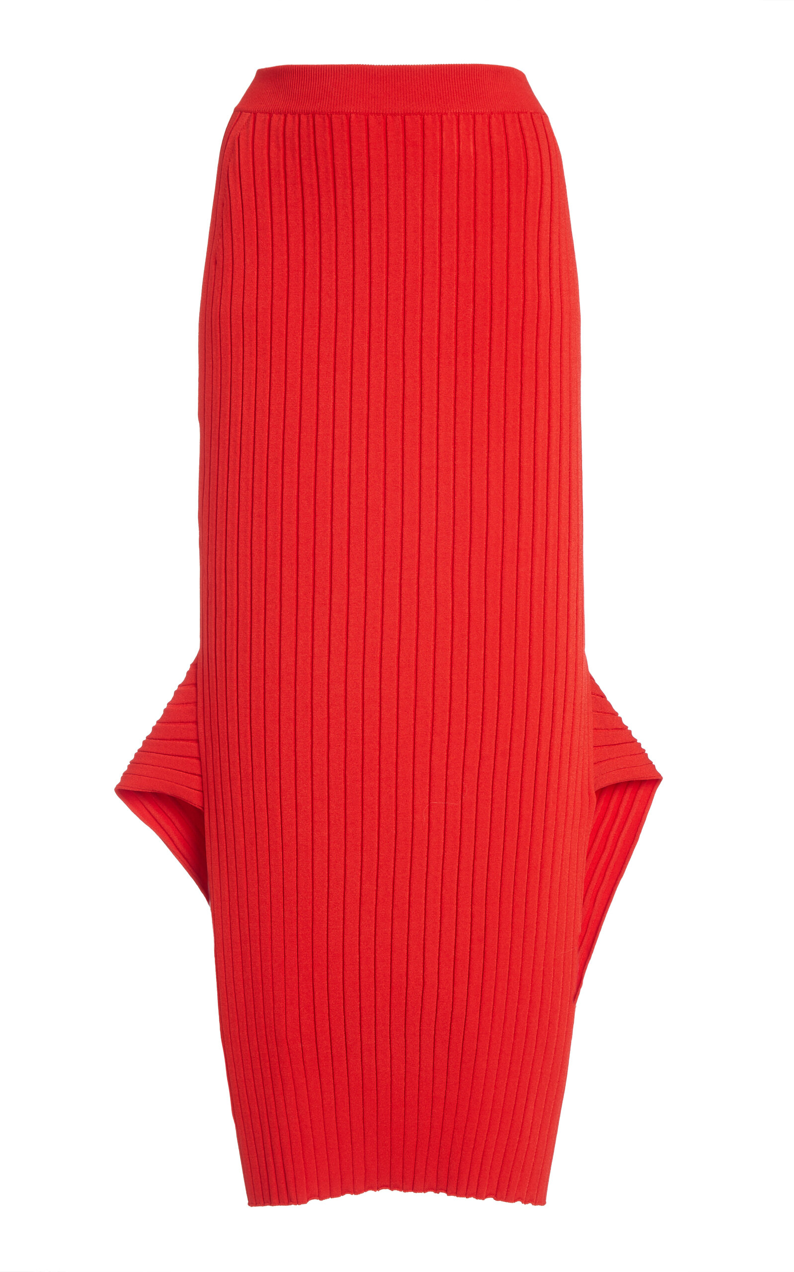 Stella Mccartney Women's Wide Rib-knit Midi Skirt In Red