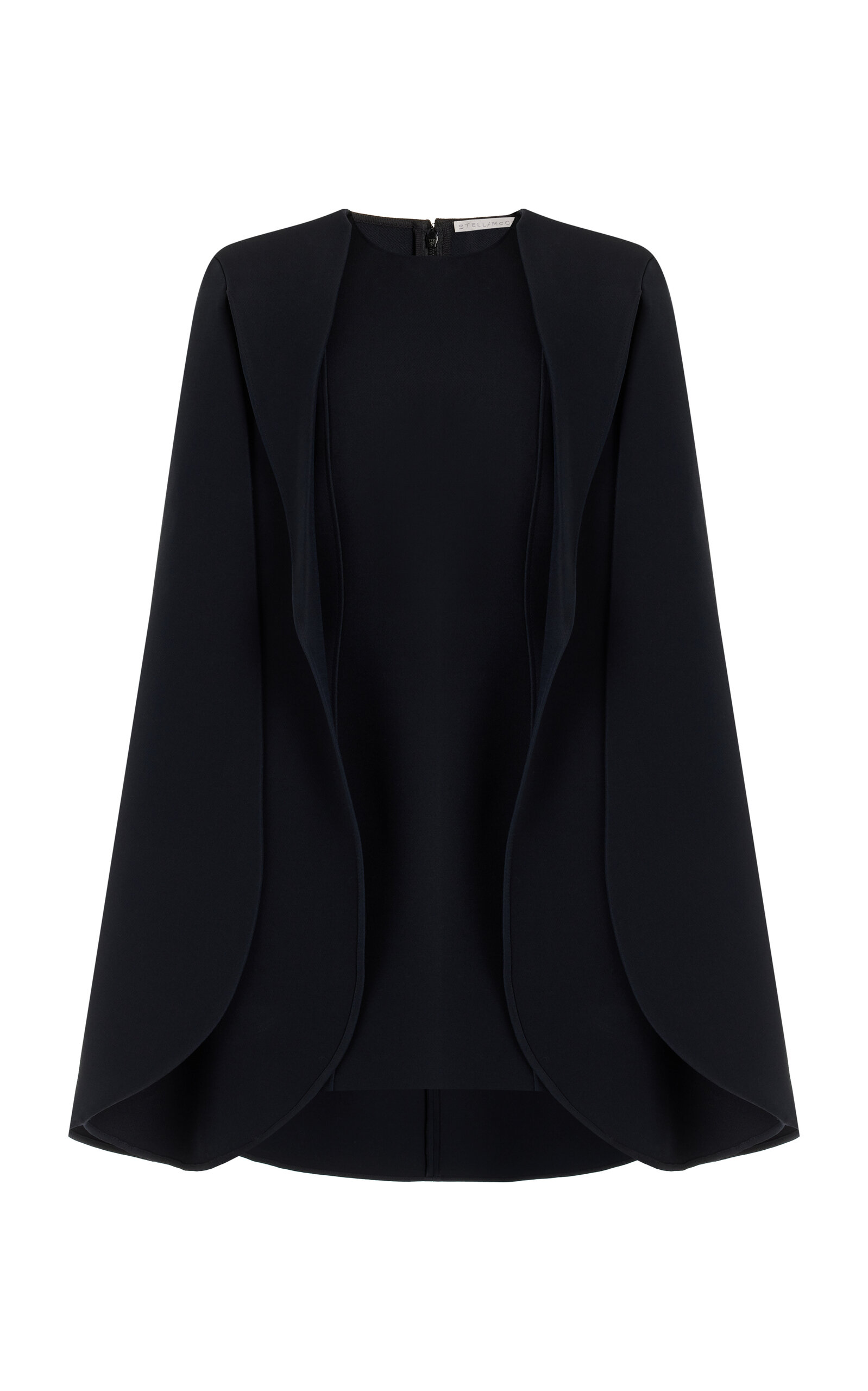 Stella Mccartney Moulded Split-sleeve Cotton-silk Mini Dress In Black