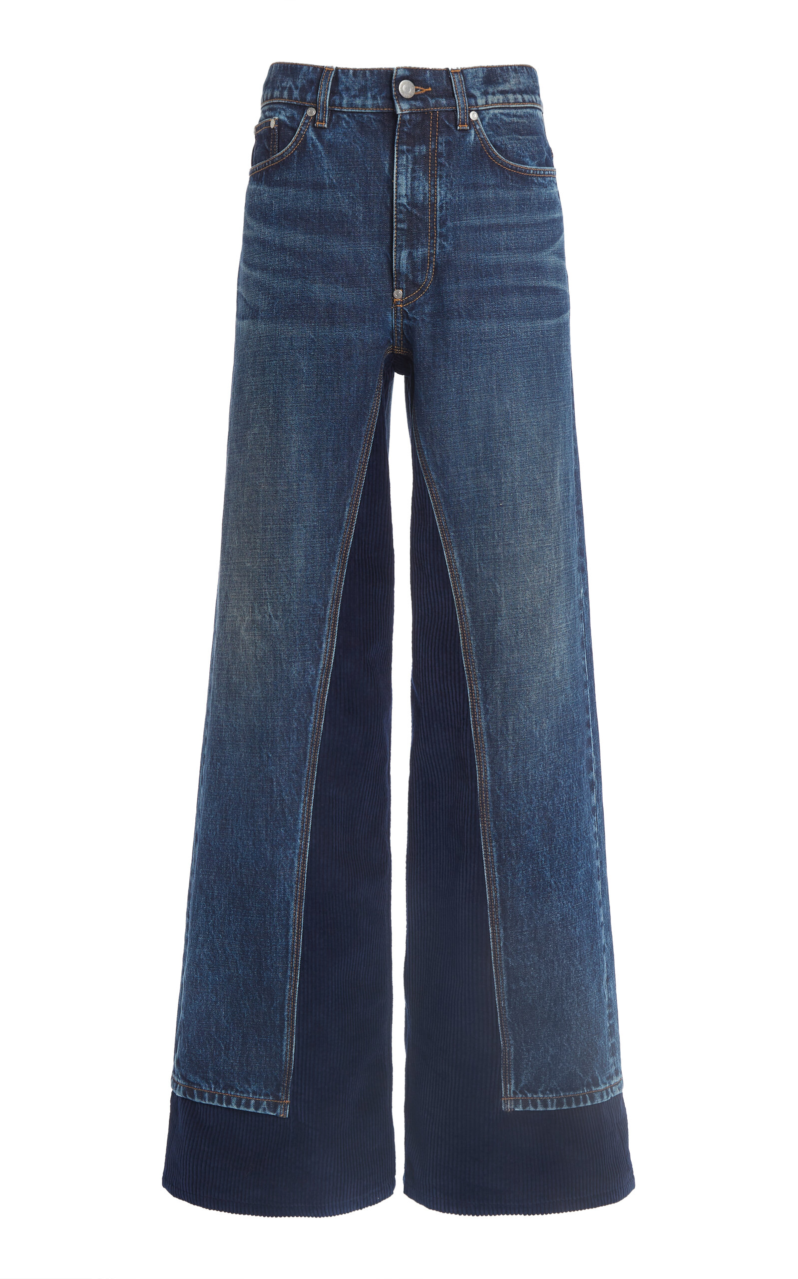 Stella McCartney - Vintage Wash Corduroy Wide-Leg Jeans - Dark Wash - 30 - Only At Moda Operandi