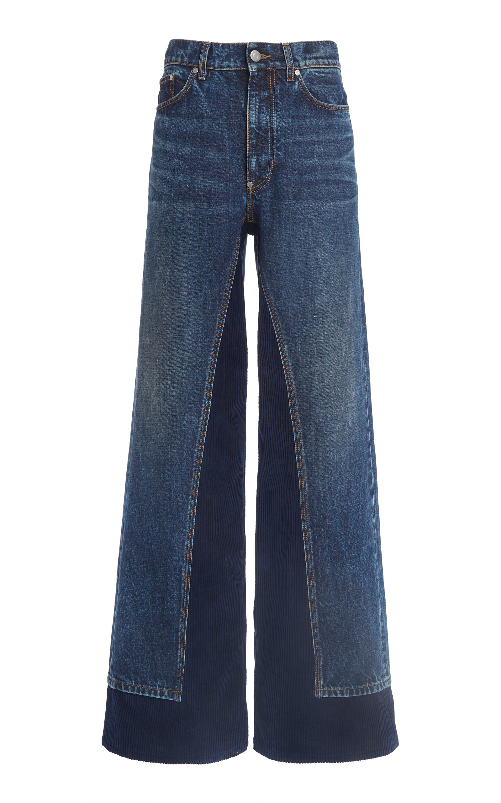 Stella Mccartney Vintage Wash Corduroy Wide-leg Jeans In Dark Wash