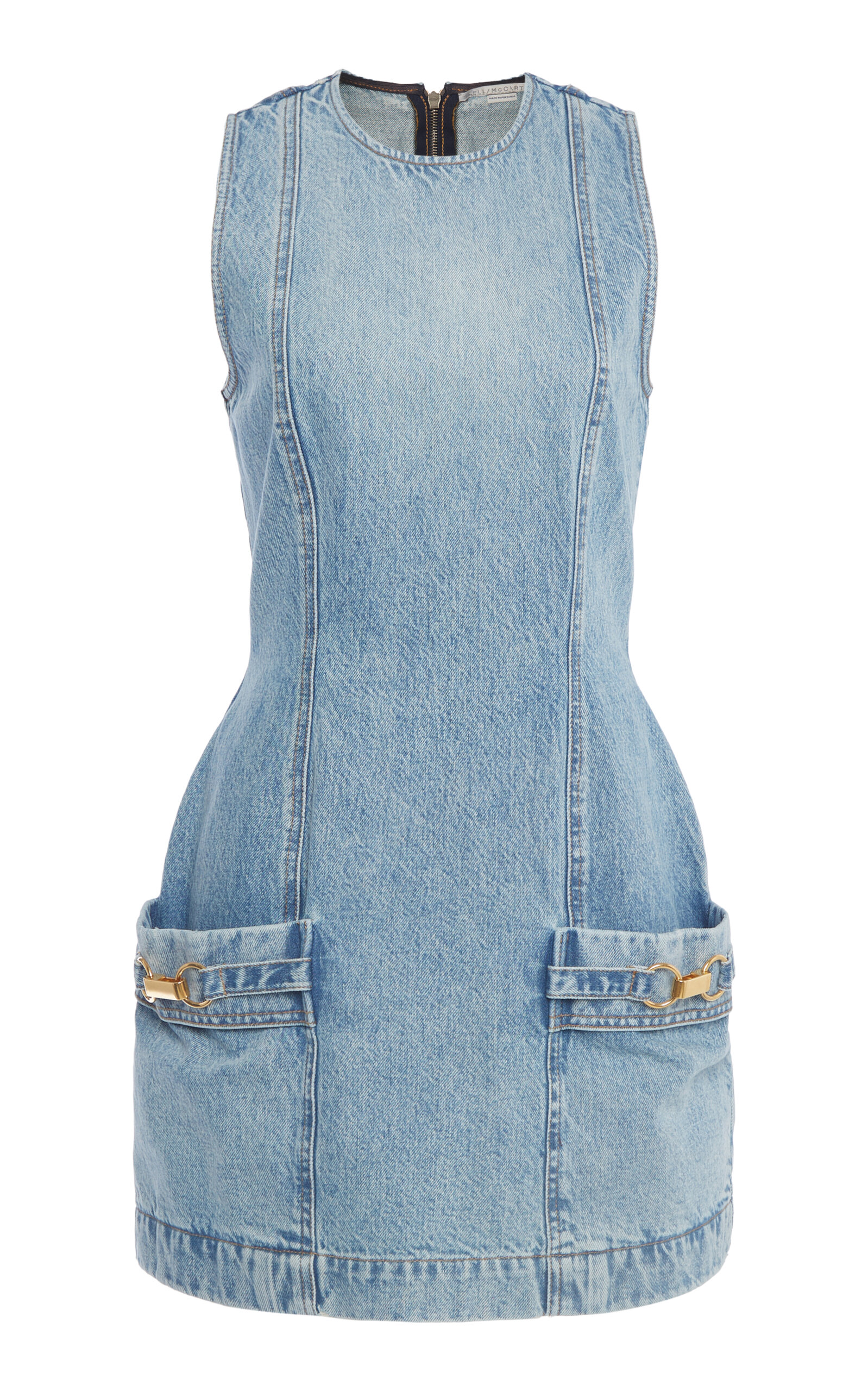 Stella Mccartney Hardware-detailed Denim Mini Dress In Light Wash