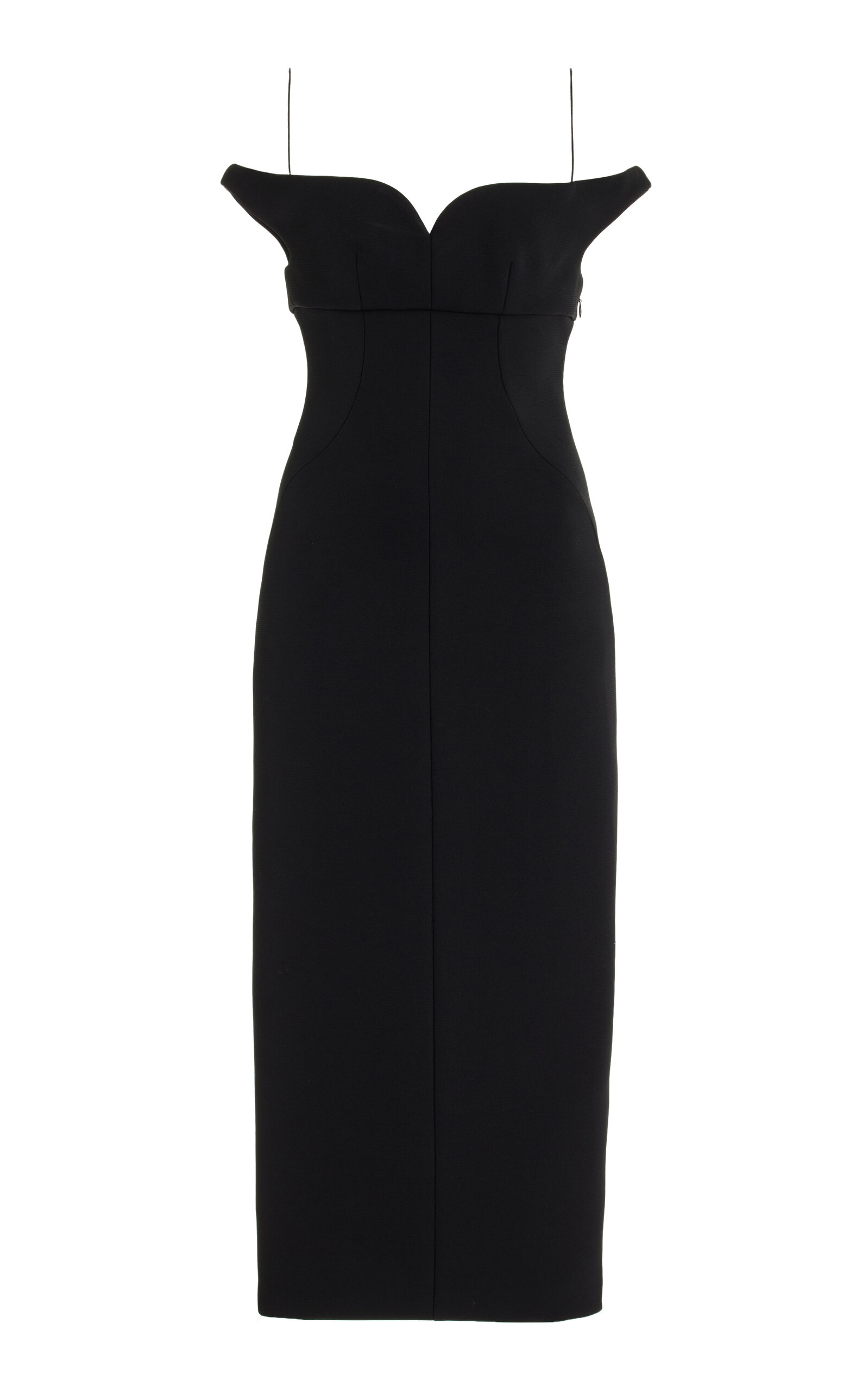 Philosophy Di Lorenzo Serafini Off-the-shoulder Tech Crepe Midi Dress In Black
