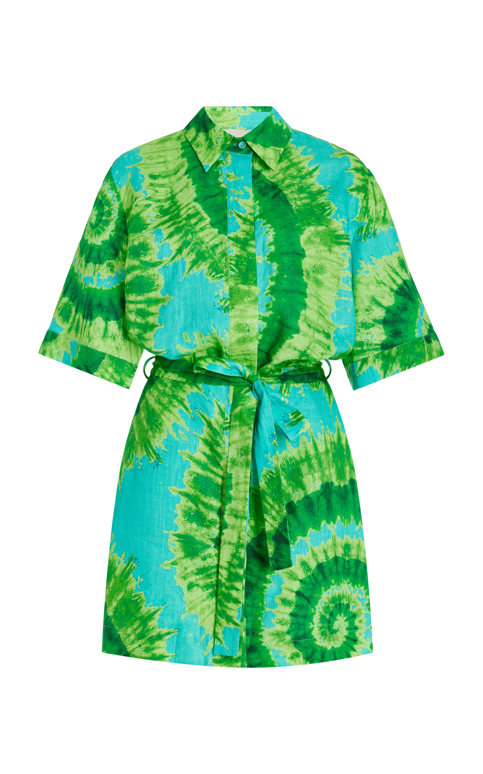 Shop Alemais Exclusive Salty Tie-dyed Woven Mini Shirt Dress In Blue