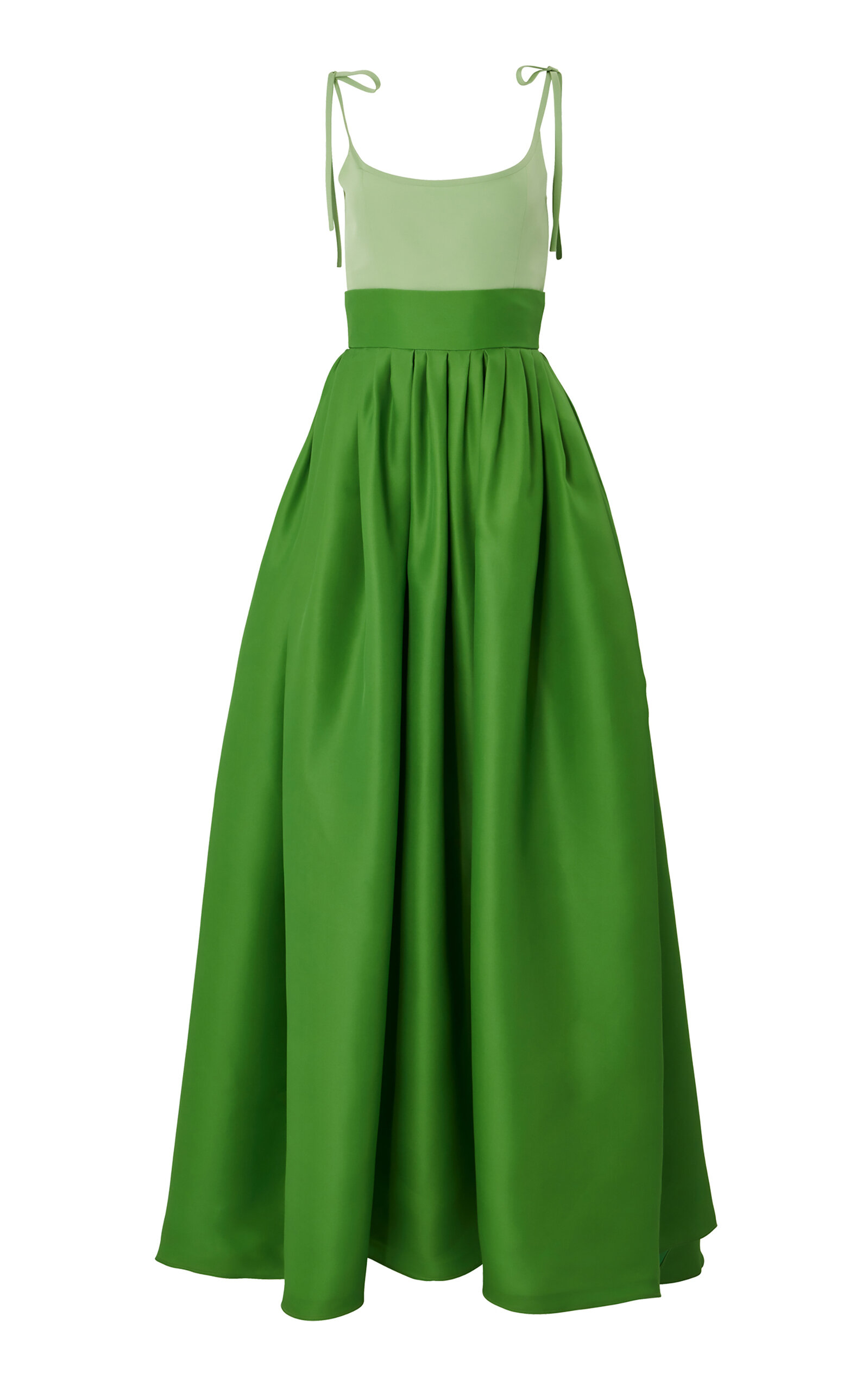 Carolina Herrera Tie-strap Silk Gown In Green