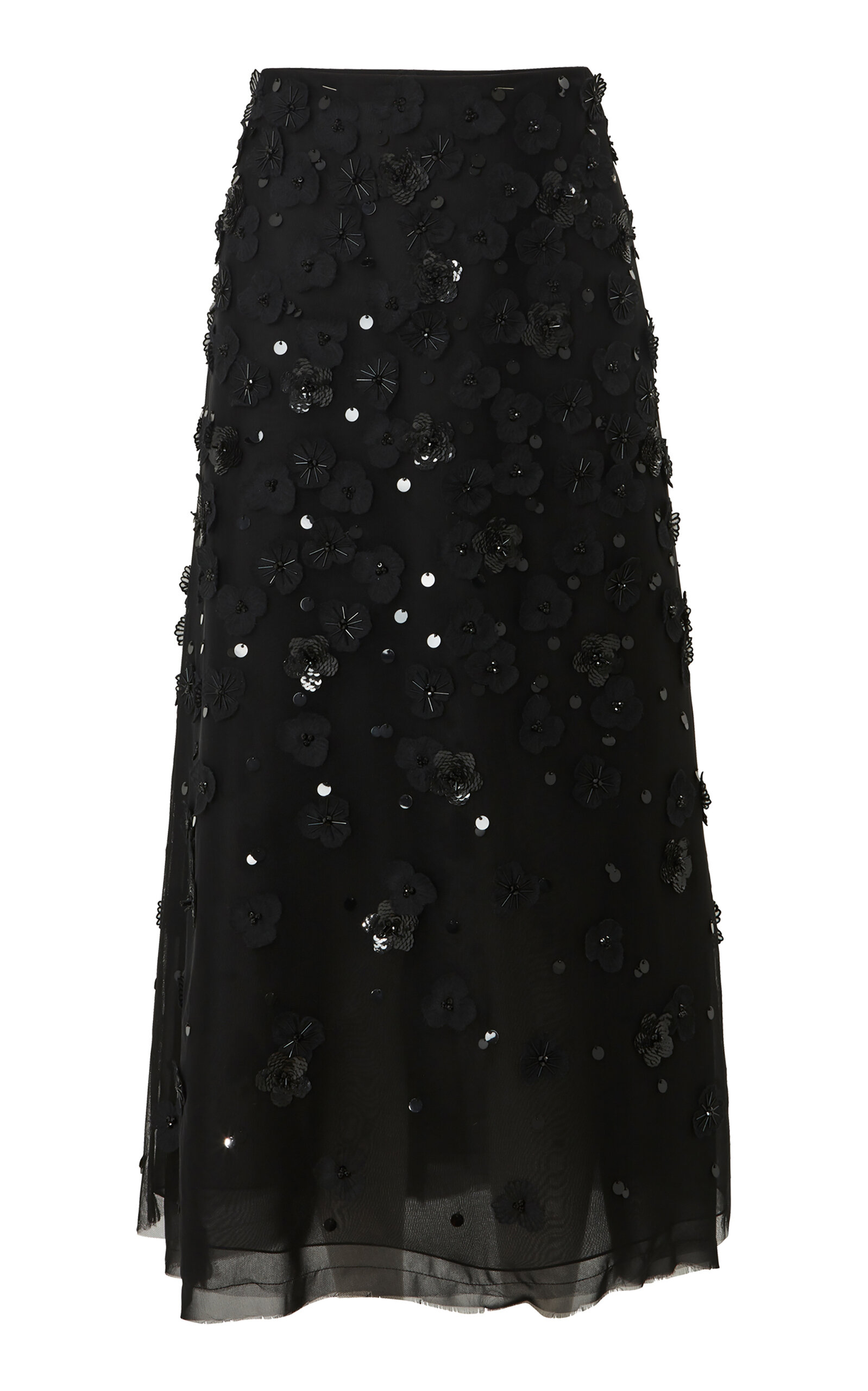 Carolina Herrera - Sheer Sequined Midi Skirt - Black - US 26 - Only At Moda Operandi