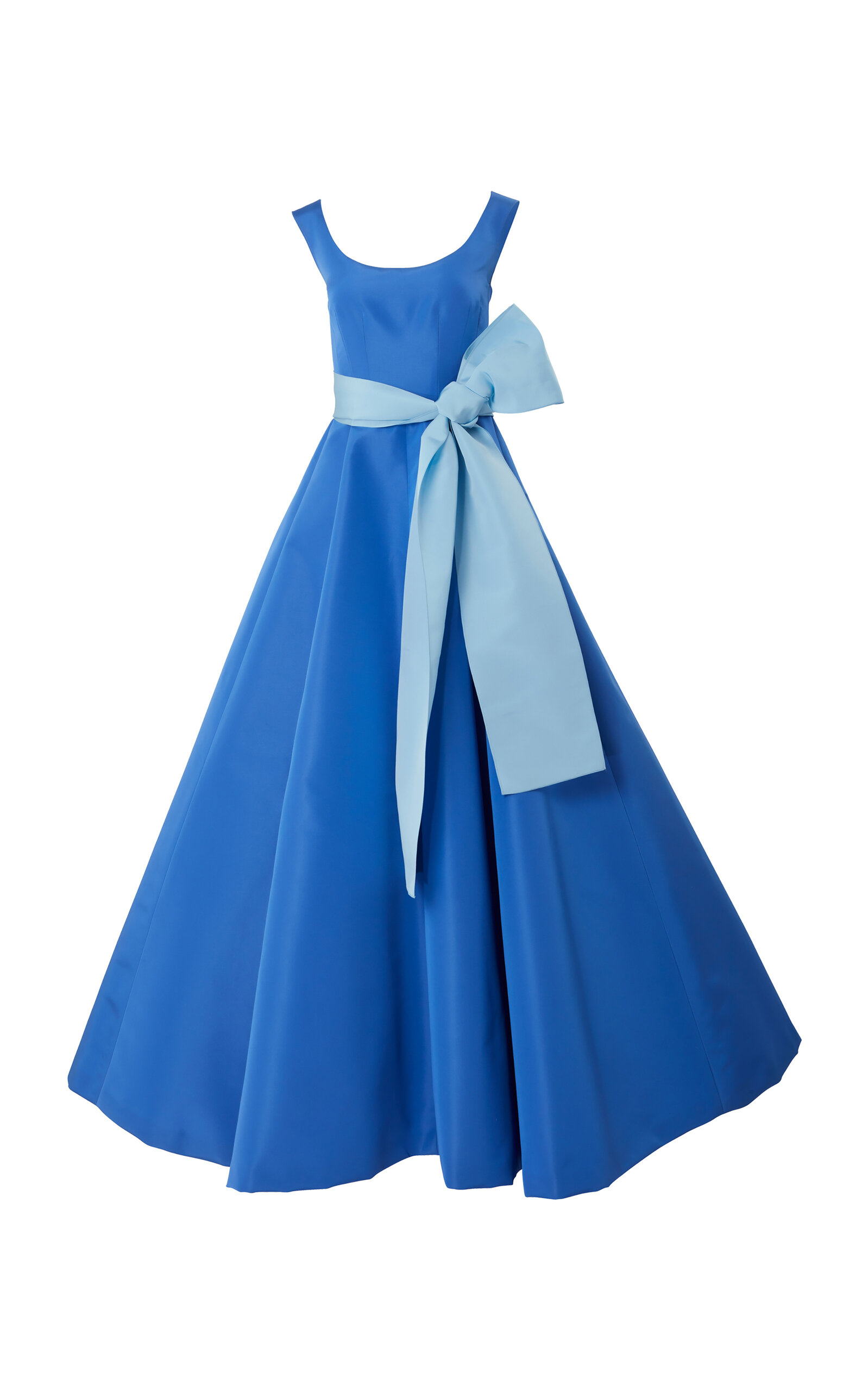 Carolina Herrera - Bow Sash Silk A-Line Gown - Blue - US 14 - Only At Moda Operandi
