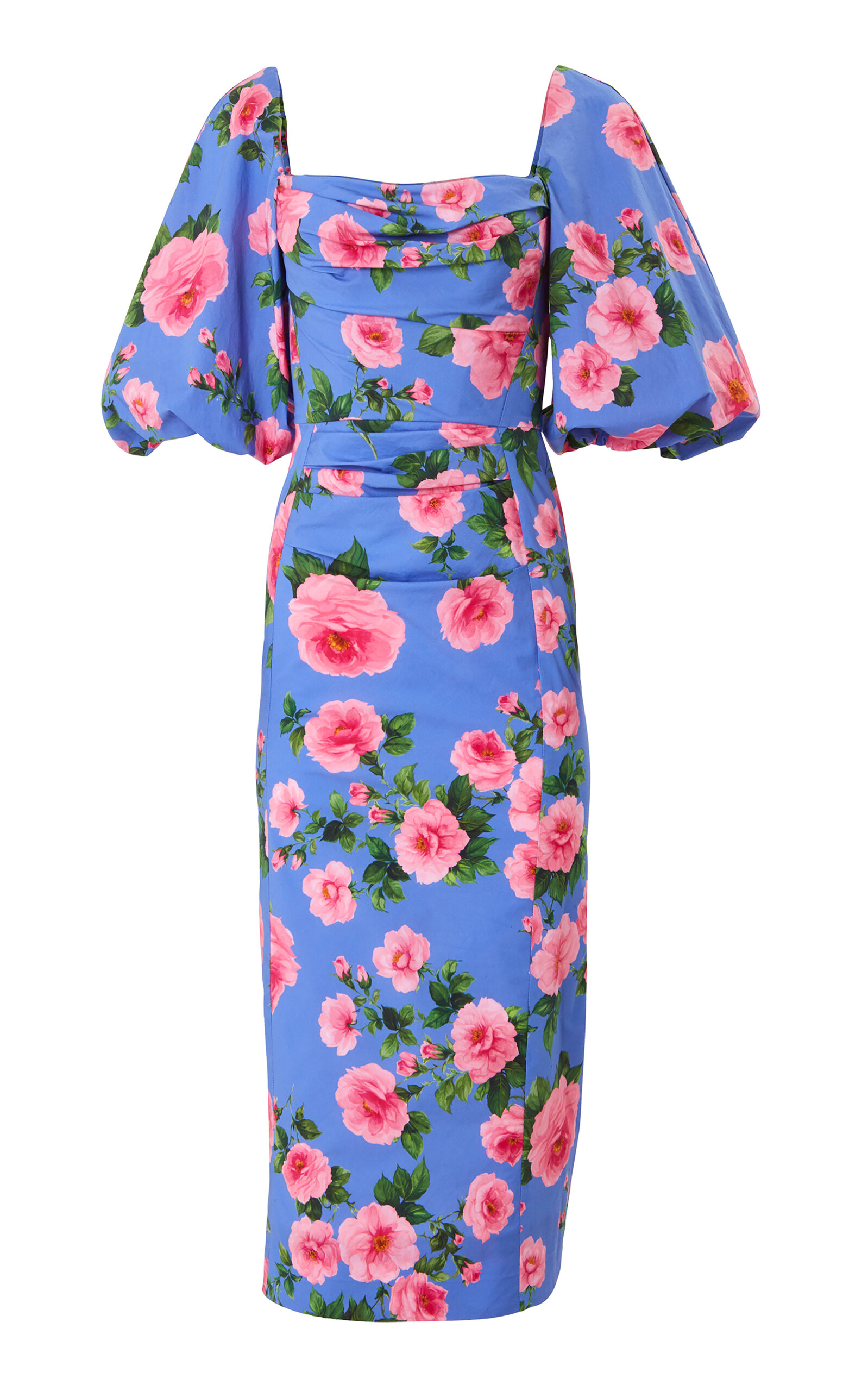 Carolina Herrera Floral Stretch-cotton Midi Dress In Multi