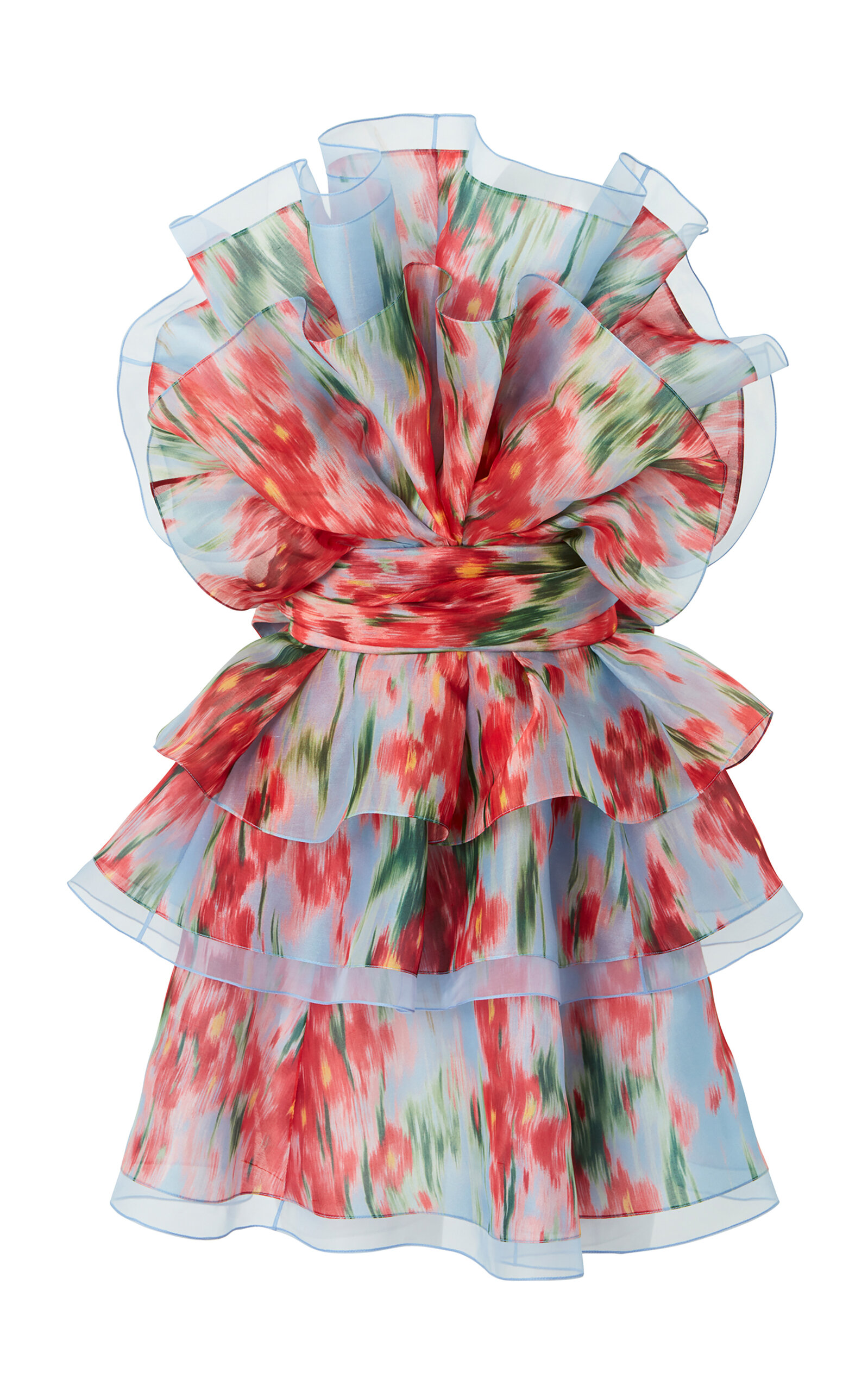 Carolina Herrera Tiered-ruffle Silk Mini Dress In Multi