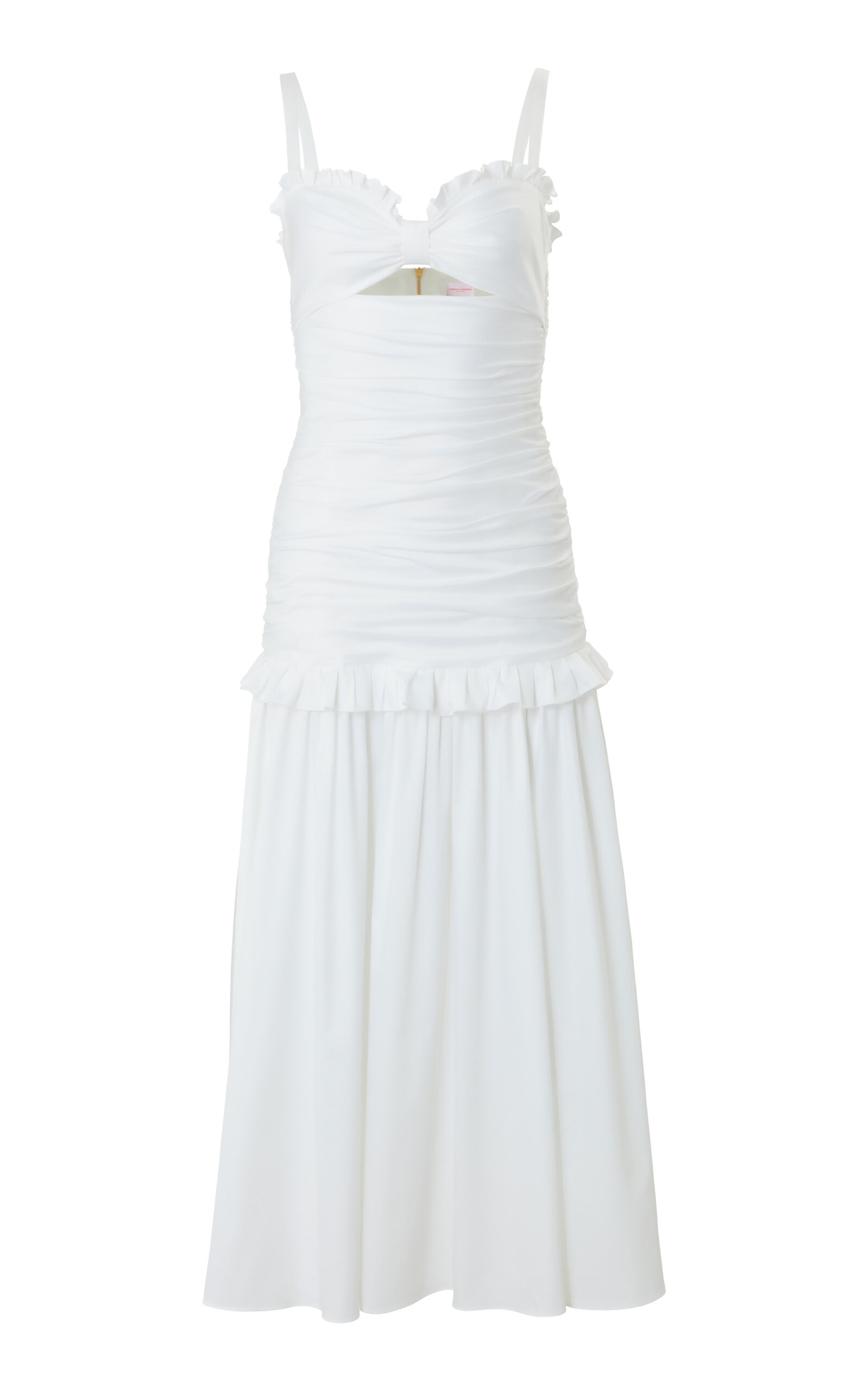 Carolina Herrera - Ruffle-Detailed Cotton-Blend Midi Dress - White - US 8 - Only At Moda Operandi