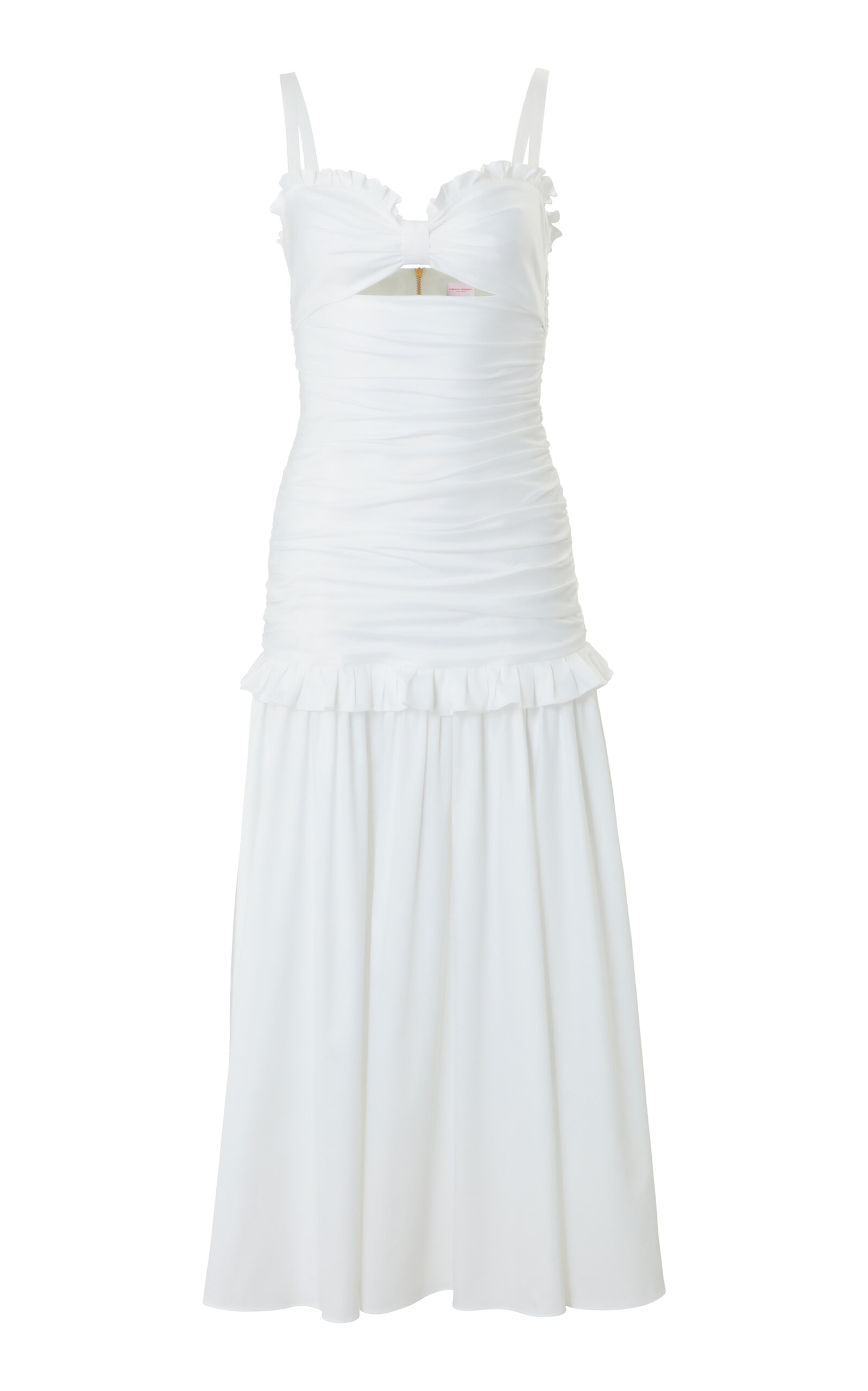 Carolina Herrera Ruffle-detailed Cotton-blend Midi Dress In White