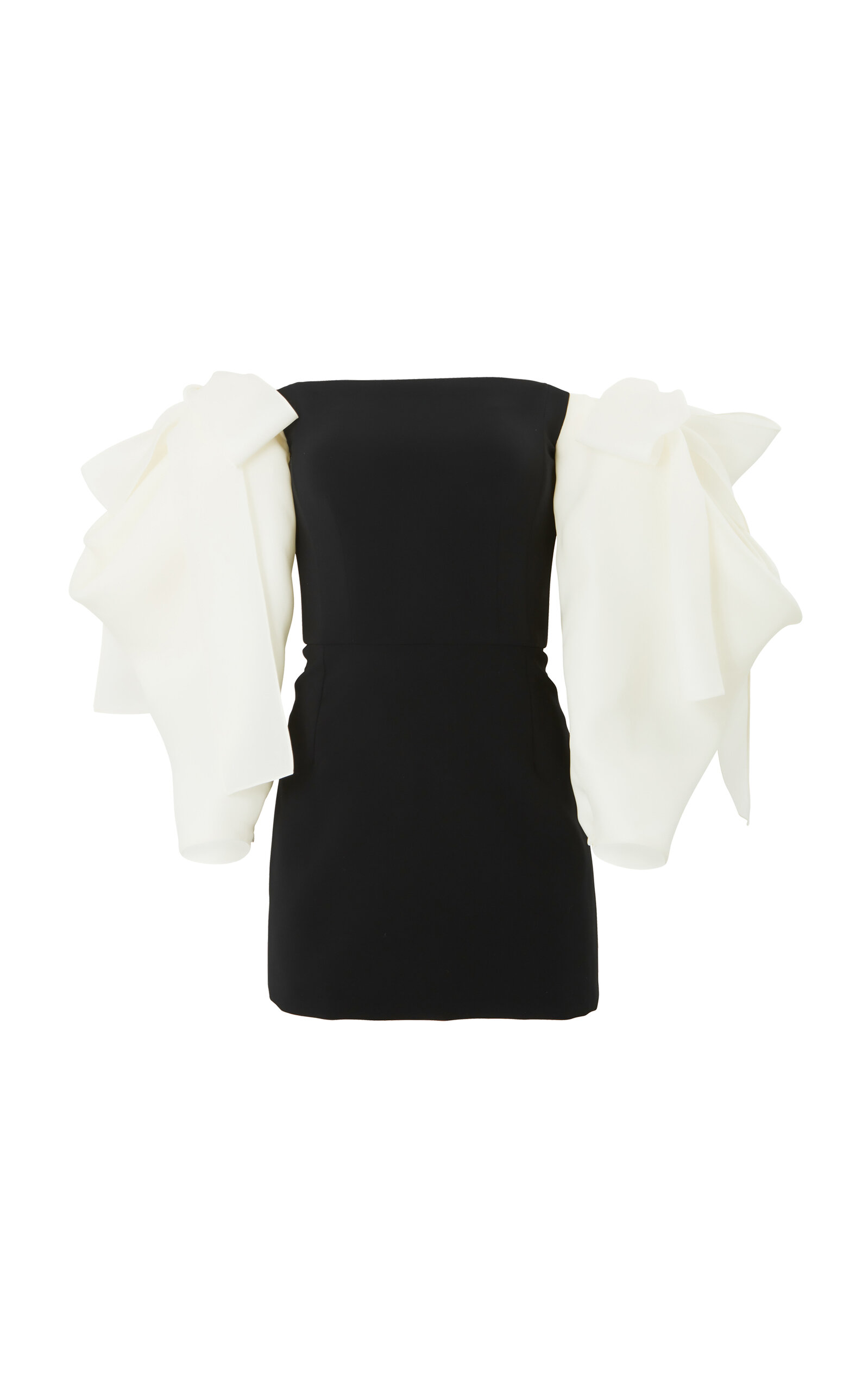 Carolina Herrera Off-the-shoulder Mini Dress In Black,white
