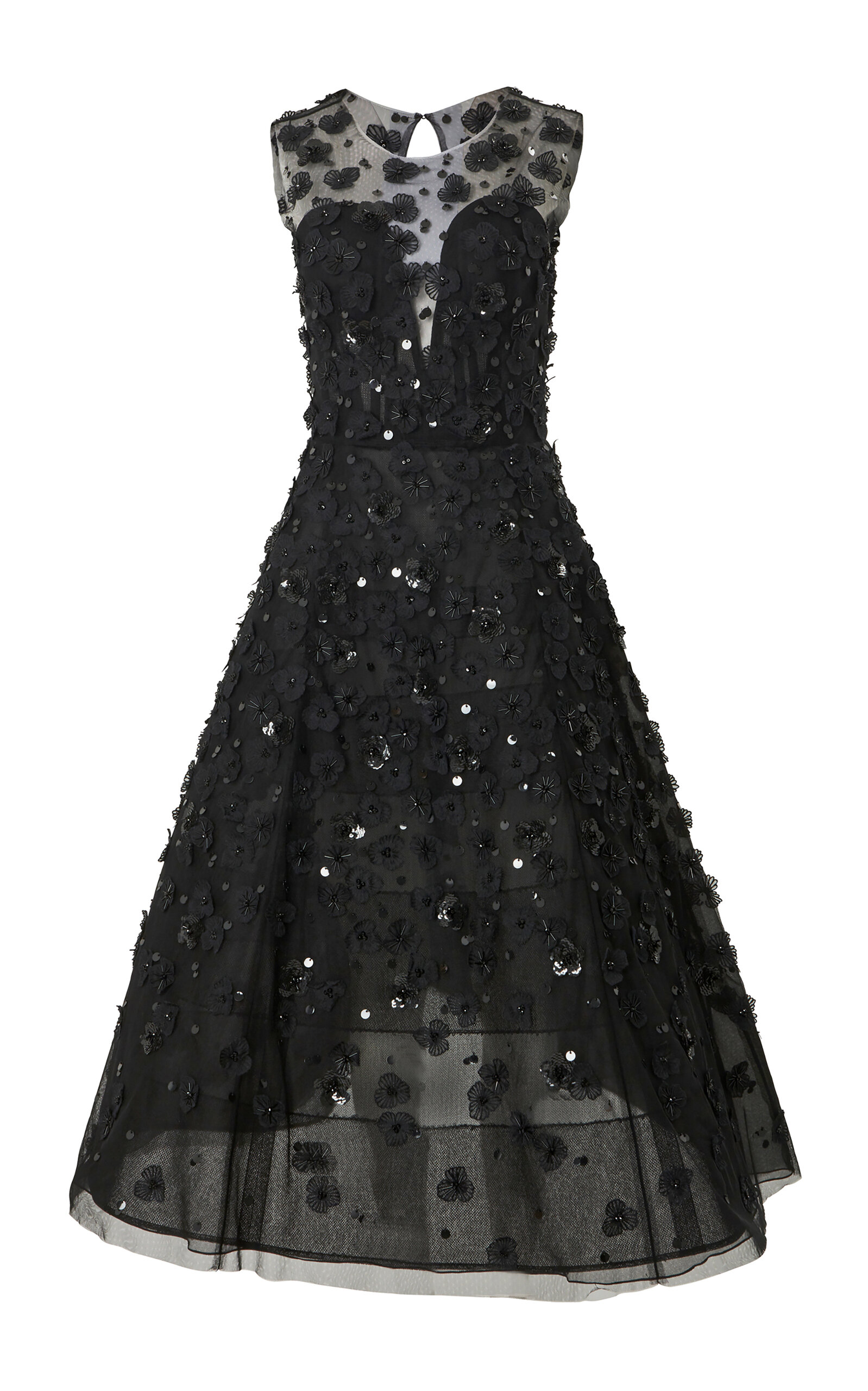Carolina Herrera - Embellished A-Line Midi Dress - Black - US 0 - Only At Moda Operandi