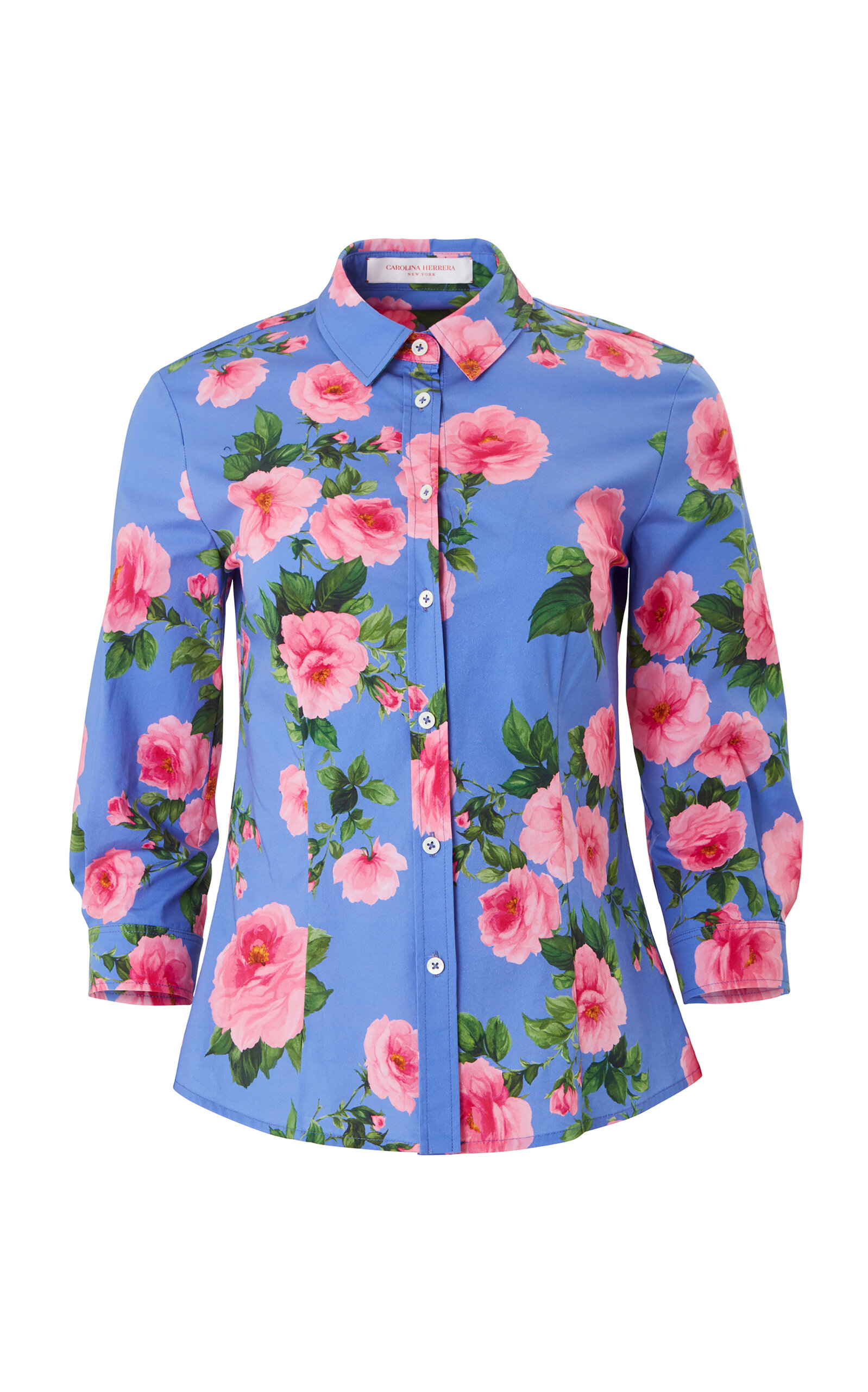 Carolina Herrera - Floral Stretch-Cotton Button-Down Shirt - Multi - US 8 - Only At Moda Operandi