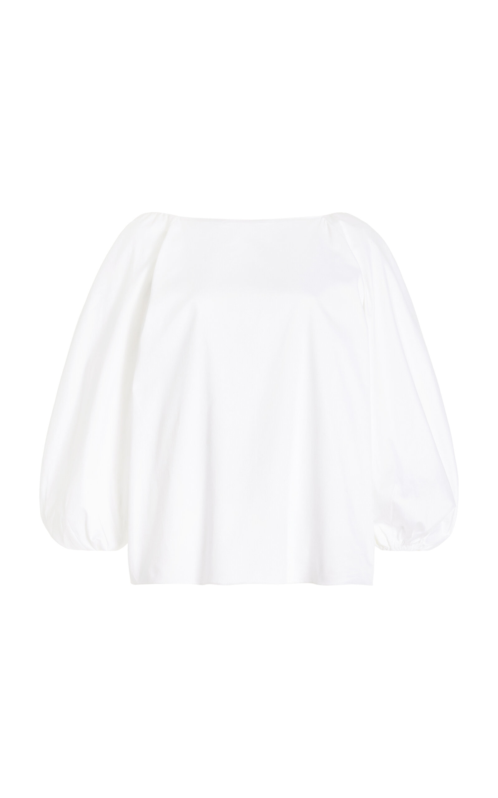 Carolina Herrera Puff-sleeve Cotton-blend Top In White
