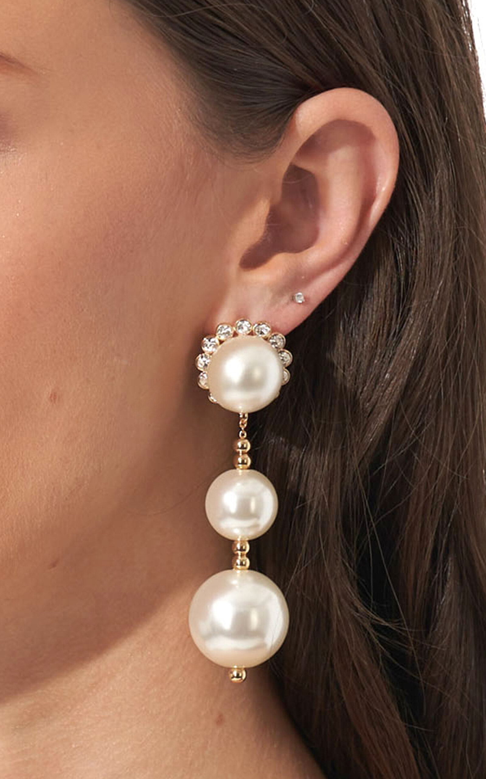 Carolina Herrera - Crystal Scallop Drop Earrings - White - OS - Only At Moda Operandi - Gifts For Her