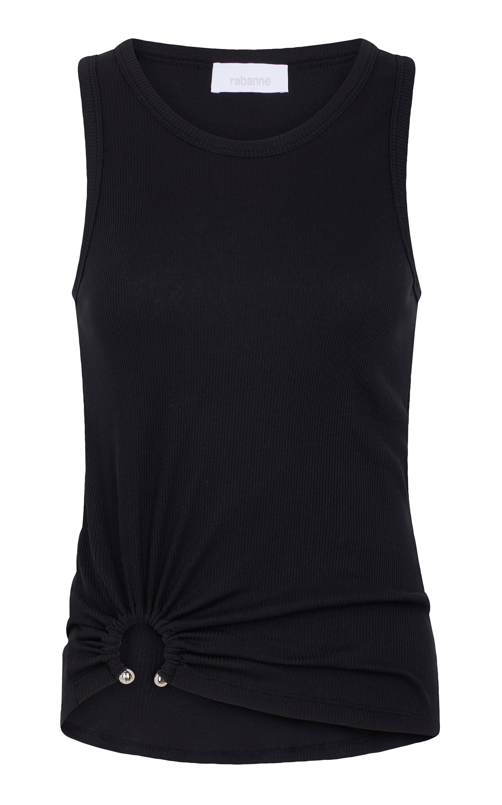 Rabanne Ribbed Stretch-cotton Tank Top In Black