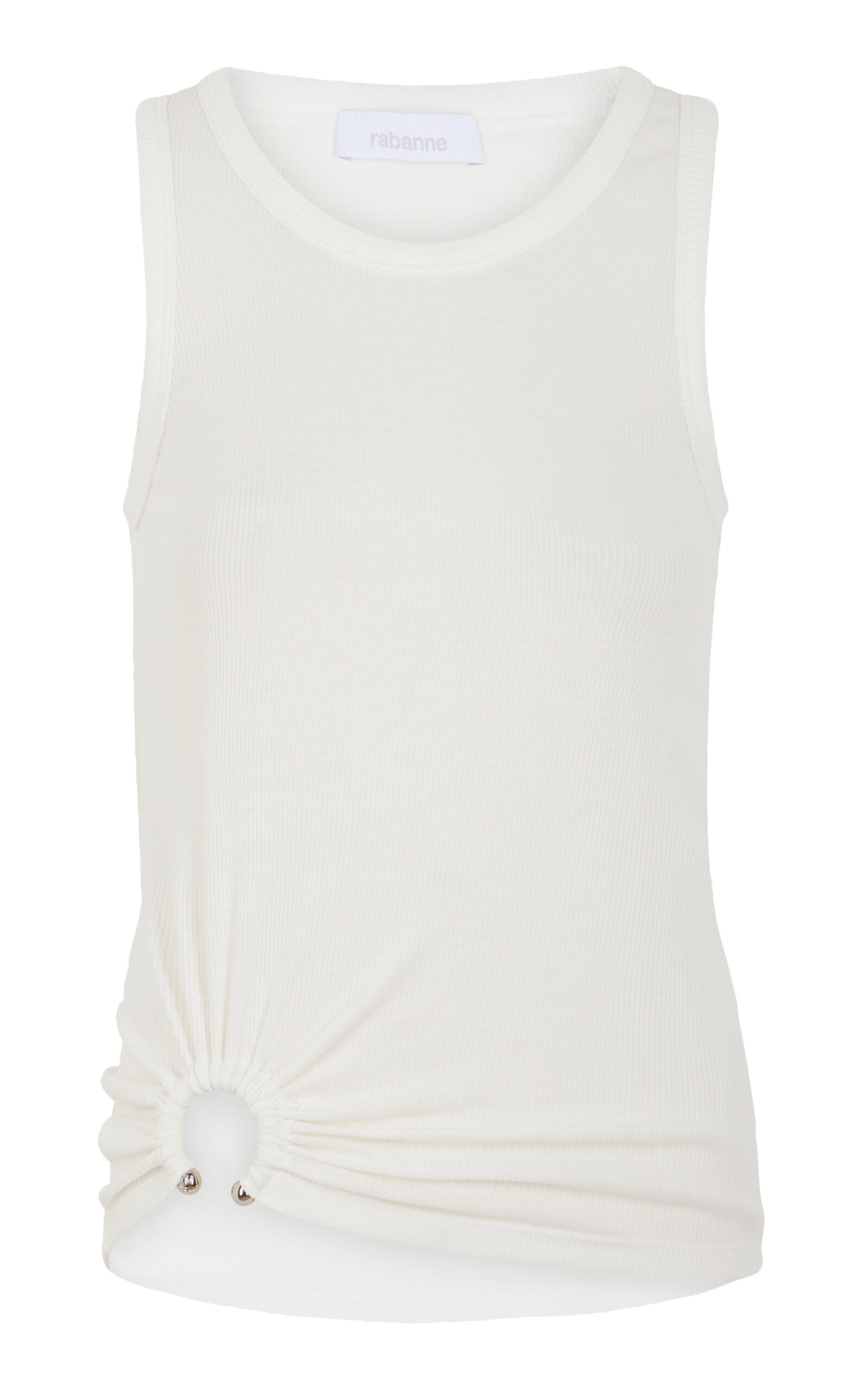 Rabanne Ring-detail Cotton-blend Jersey Tank Top In White