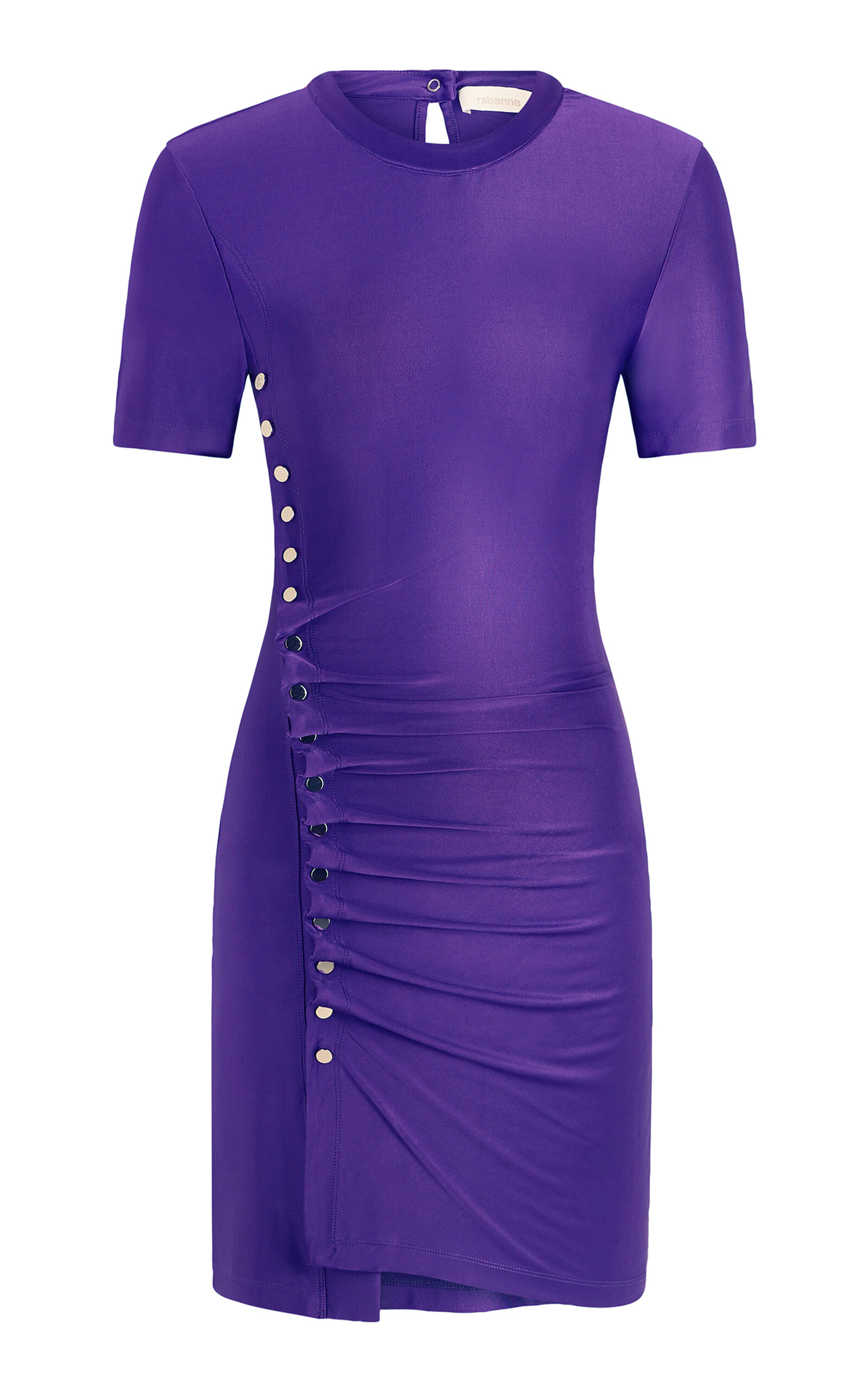 Rabanne Ruched Satin-jersey Midi Dress In Purple