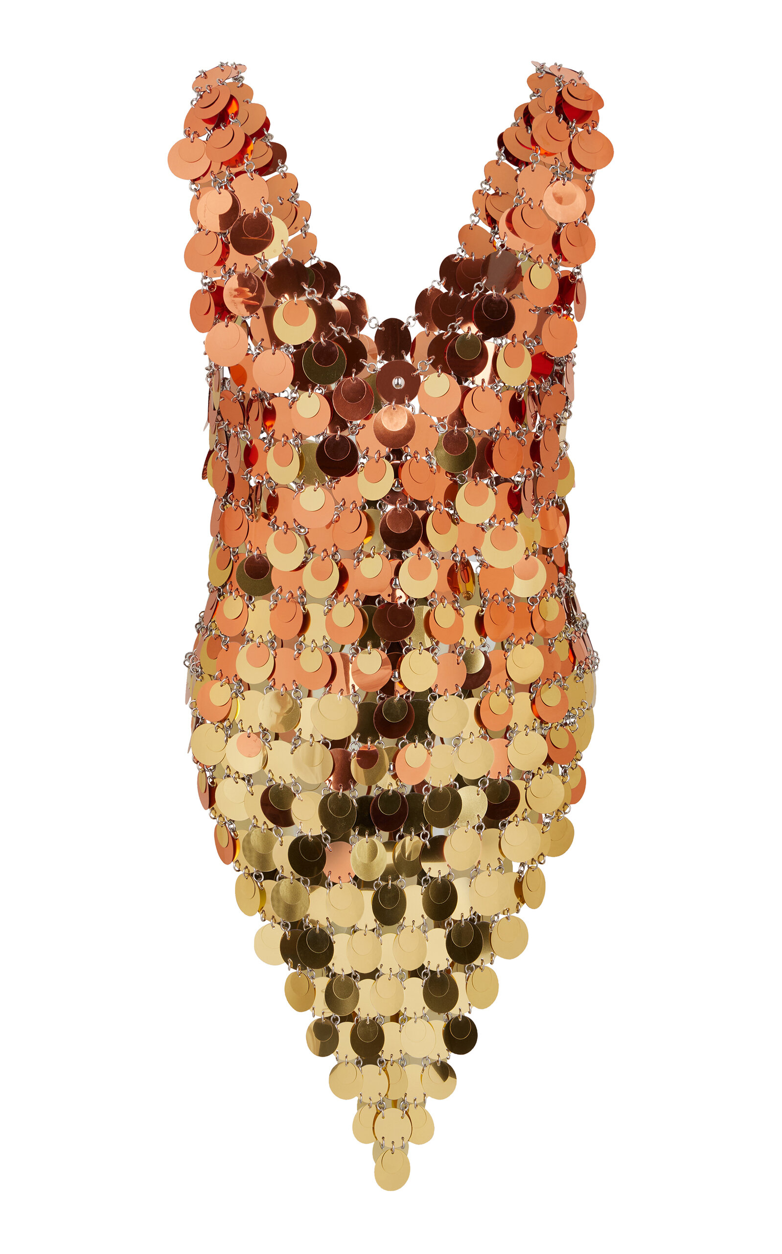 Rabanne Sequined Chainmail Mini Dress In Gold