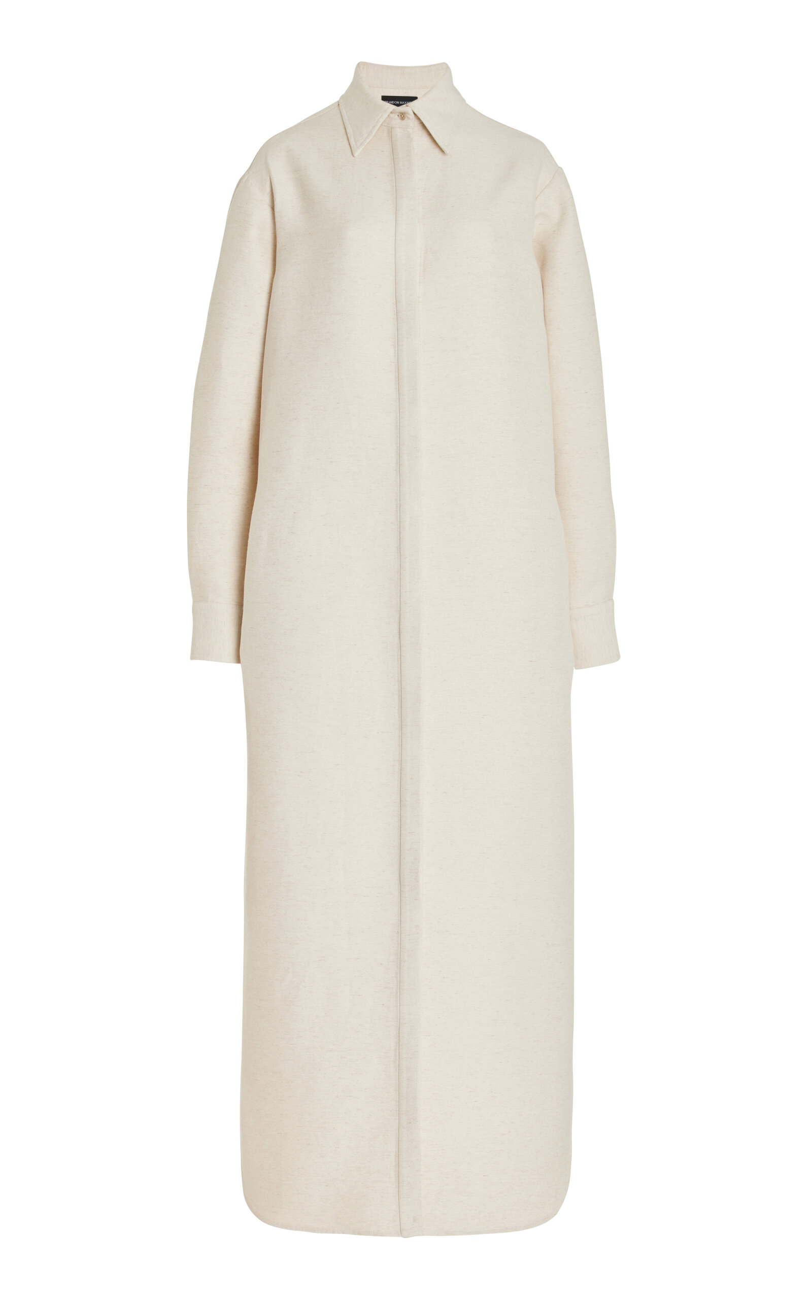 Brandon Maxwell The Isa Crepe Button-down Midi Dress In Neutral